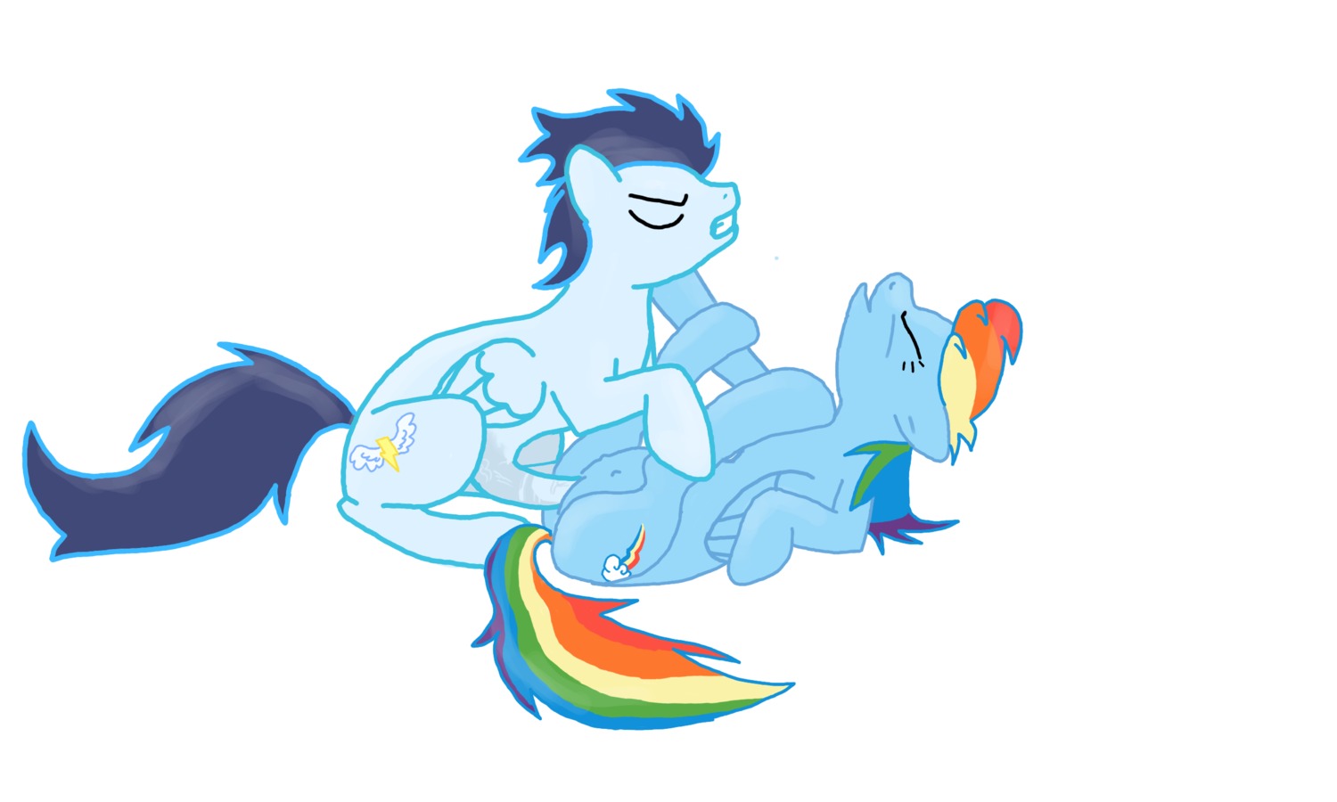 5:3 blue_body blue_feathers blue_fur blue_hair cutie_mark digital_media_(artwork) duo e621 equid equine erection eyes_closed feathered_wings feathers female female_penetrated feral friendship_is_magic fur genitals hair hasbro hi_res intraspecies lightning_bolt lying male male/female male_penetrating male_penetrating_female mammal microsoft_paint_(artwork) multicolored_hair multicolored_tail my_little_pony mythological_creature mythological_equine mythology nude on_back open_mouth pegasus penetration penile penile_penetration penis penis_in_vagina purple_hair rainbow rainbow_dash_(mlp) rainbow_hair rainbow_tail sex simple_background soarin_(mlp) tail teats teeth unknown_artist vaginal vaginal_penetration white_background wings wonderbolts_(mlp)