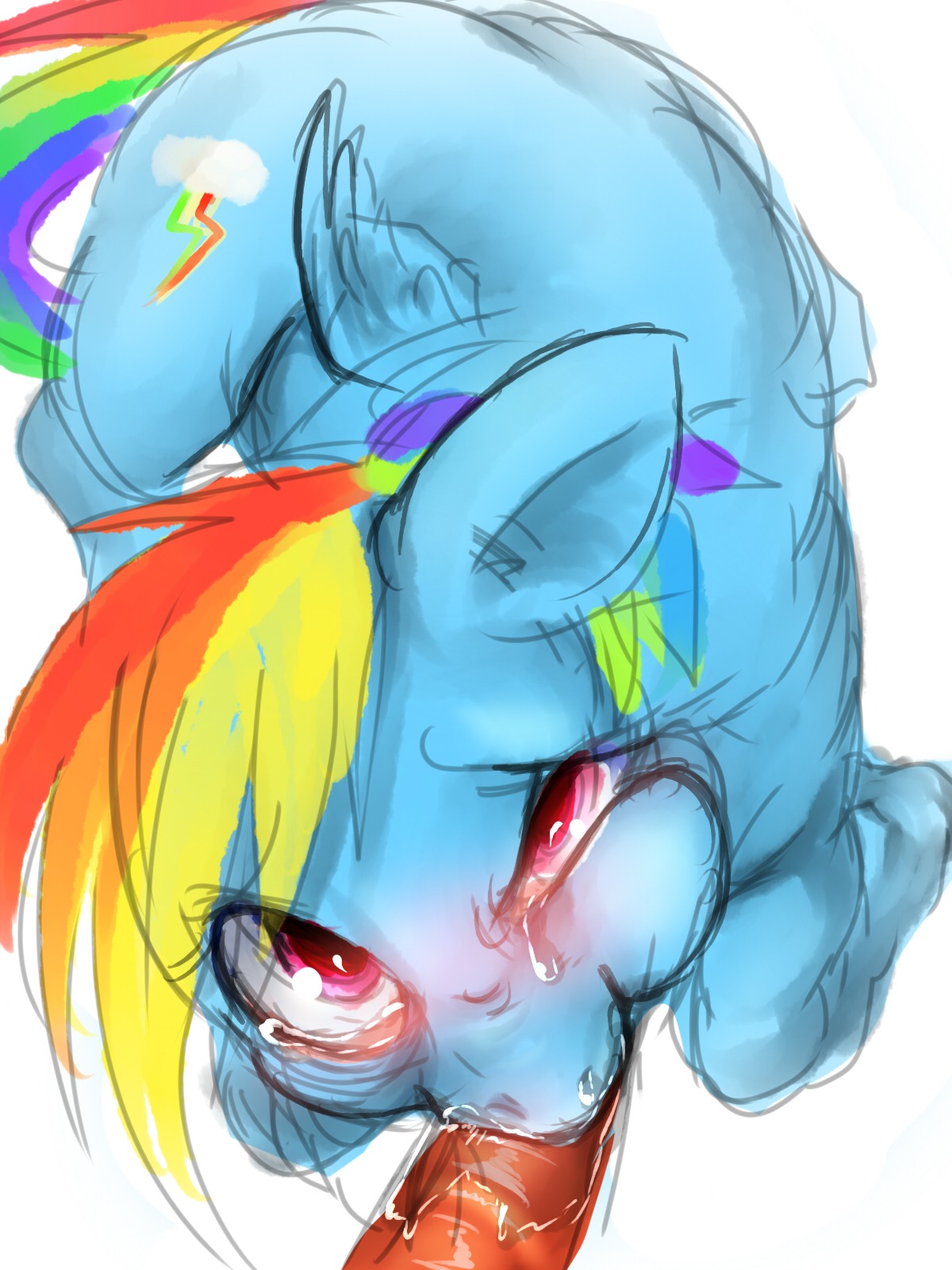 3:4 blue_body blue_feathers blue_fur blush bodily_fluids cutie_mark duo e621 english_text equid equine erection feathered_wings feathers fellatio female female_penetrated feral friendship_is_magic fur genitals hair hasbro hi_res male male/female male_penetrating male_penetrating_female mammal multicolored_hair my_little_pony mythological_creature mythological_equine mythology nabesiki oral oral_penetration pegasus penetration penile penis purple_eyes rainbow_dash_(mlp) rainbow_hair sex simple_background tail tears text wings
