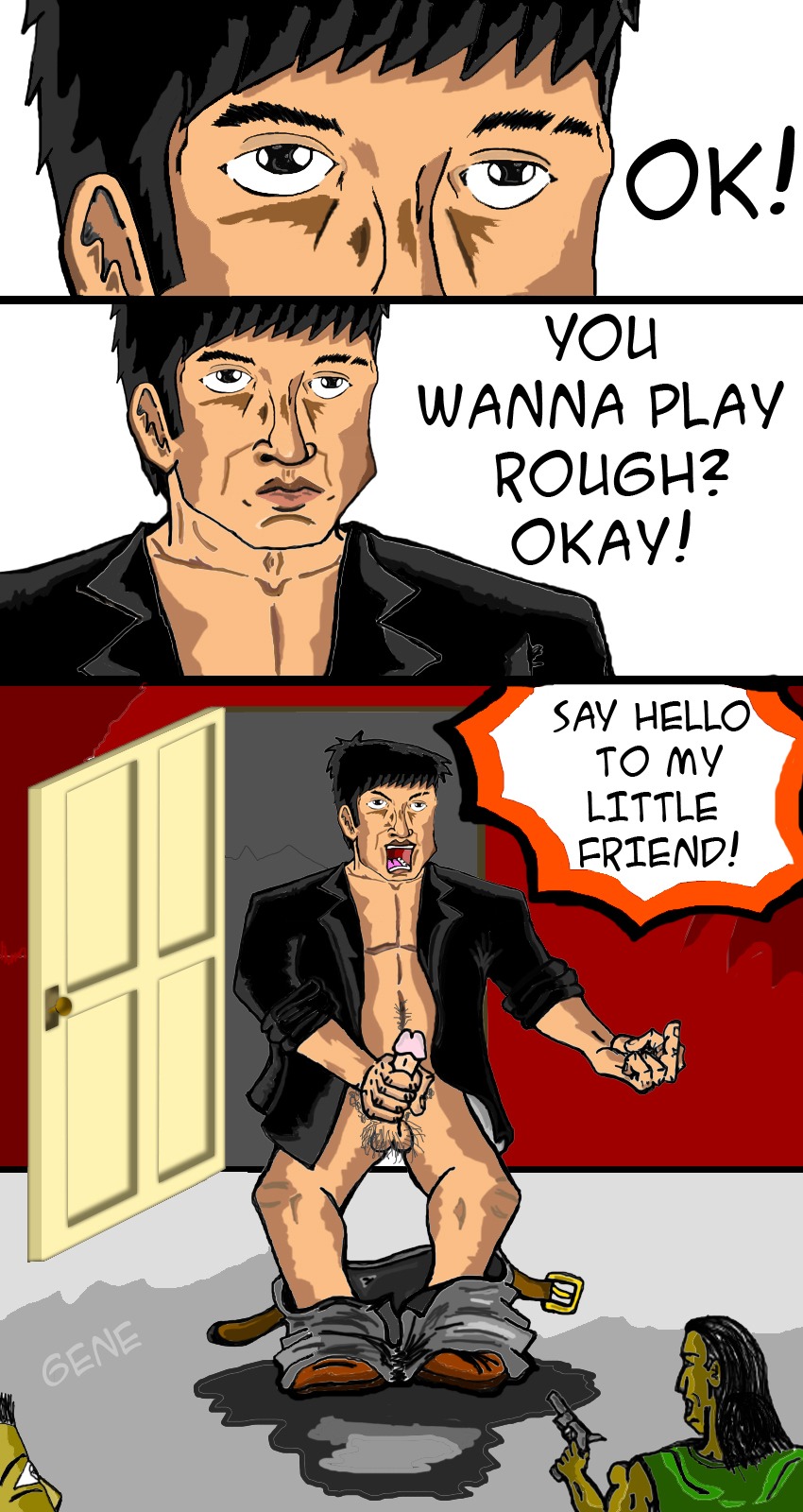 al_pacino balls comic geneyokoura male male_only penis rule34 scarface tagme testicles tony_montana
