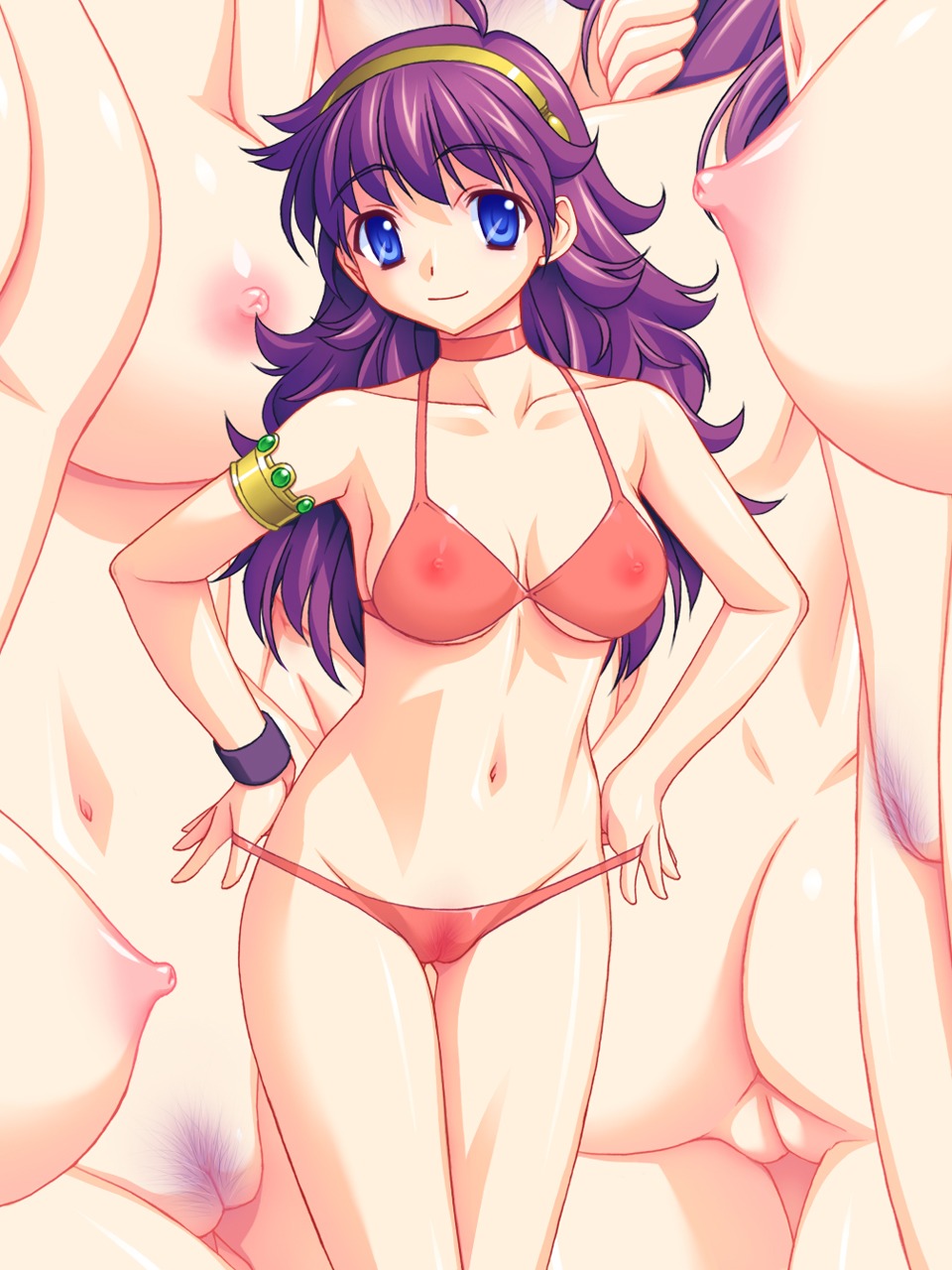 breasts female highres miyama_amehiko miyama_kannon nude princess_athena purple_hair pussy rule34 see-through uncensored