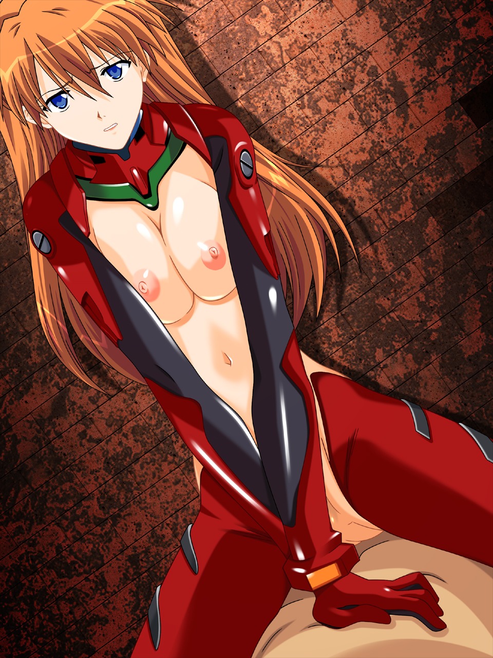 asuka_langley_sohryu blue_eyes breasts clothing female female_on_top hair highres large_breasts long_hair neon_genesis_evangelion orange_hair plugsuit rule34
