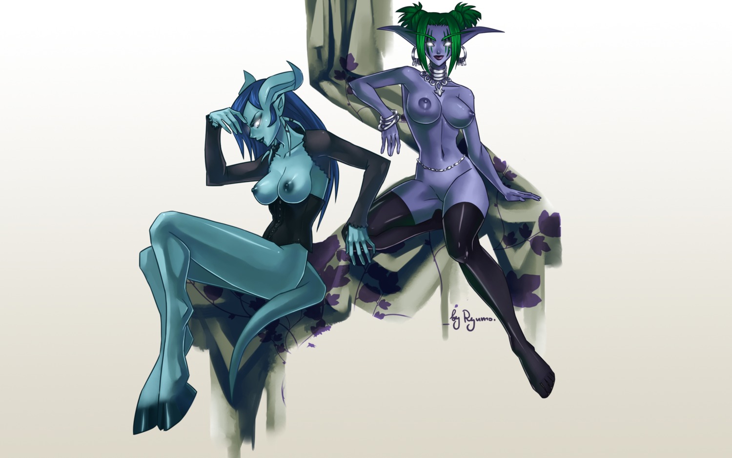 draenei female neryumo night_elf rule34 tagme world_of_warcraft