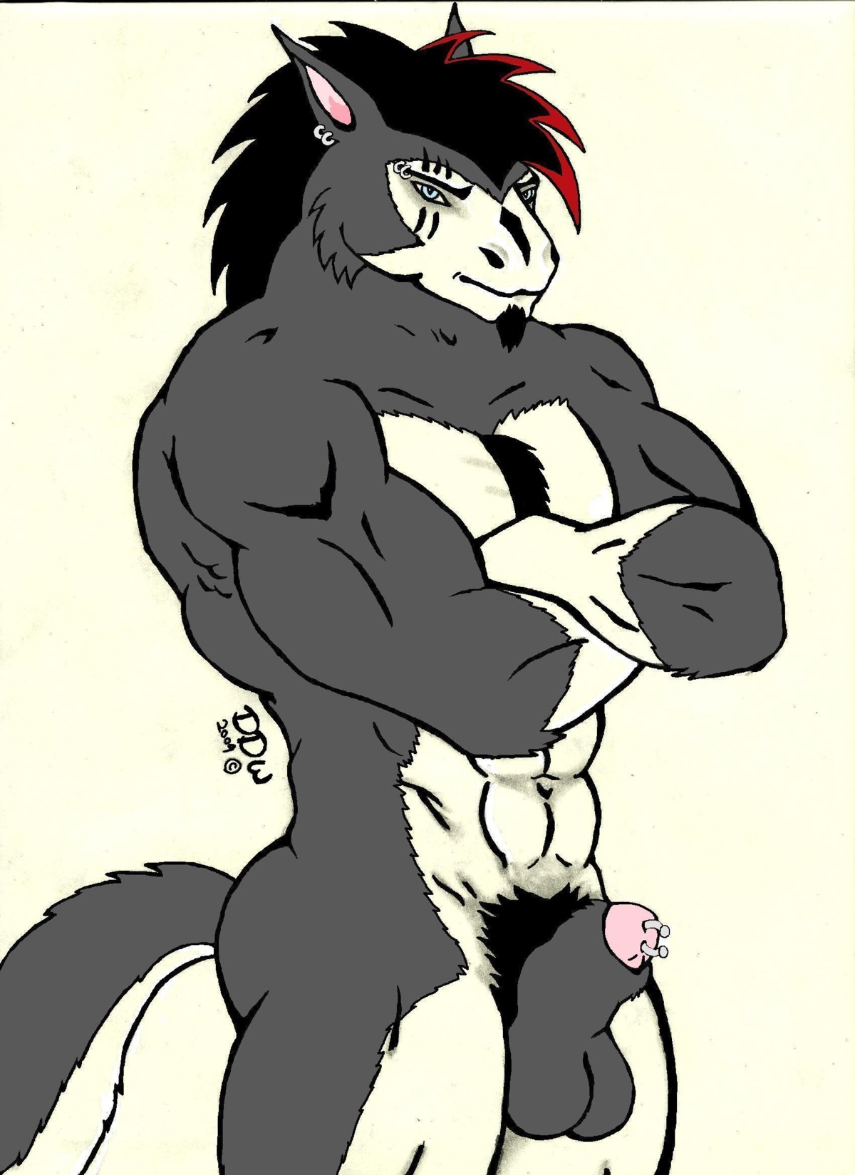 animal_genitalia anthro balls canid canine ddw demon e621 genitals hi_res male mammal ms muscular muscular_anthro muscular_male mythological_canine mythological_creature mythology nude paint penis penis_tip piercing self_portrait sheath solo tail werecanid werecanine werecreature werewolf