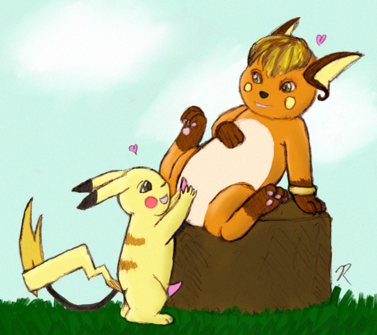 color day feral fur handjob interspecies male male_only multiple_males nintendo nude outdoors penis pikachu pokemon pokemon_(species) raichu rule34 side_view tagme yaoi