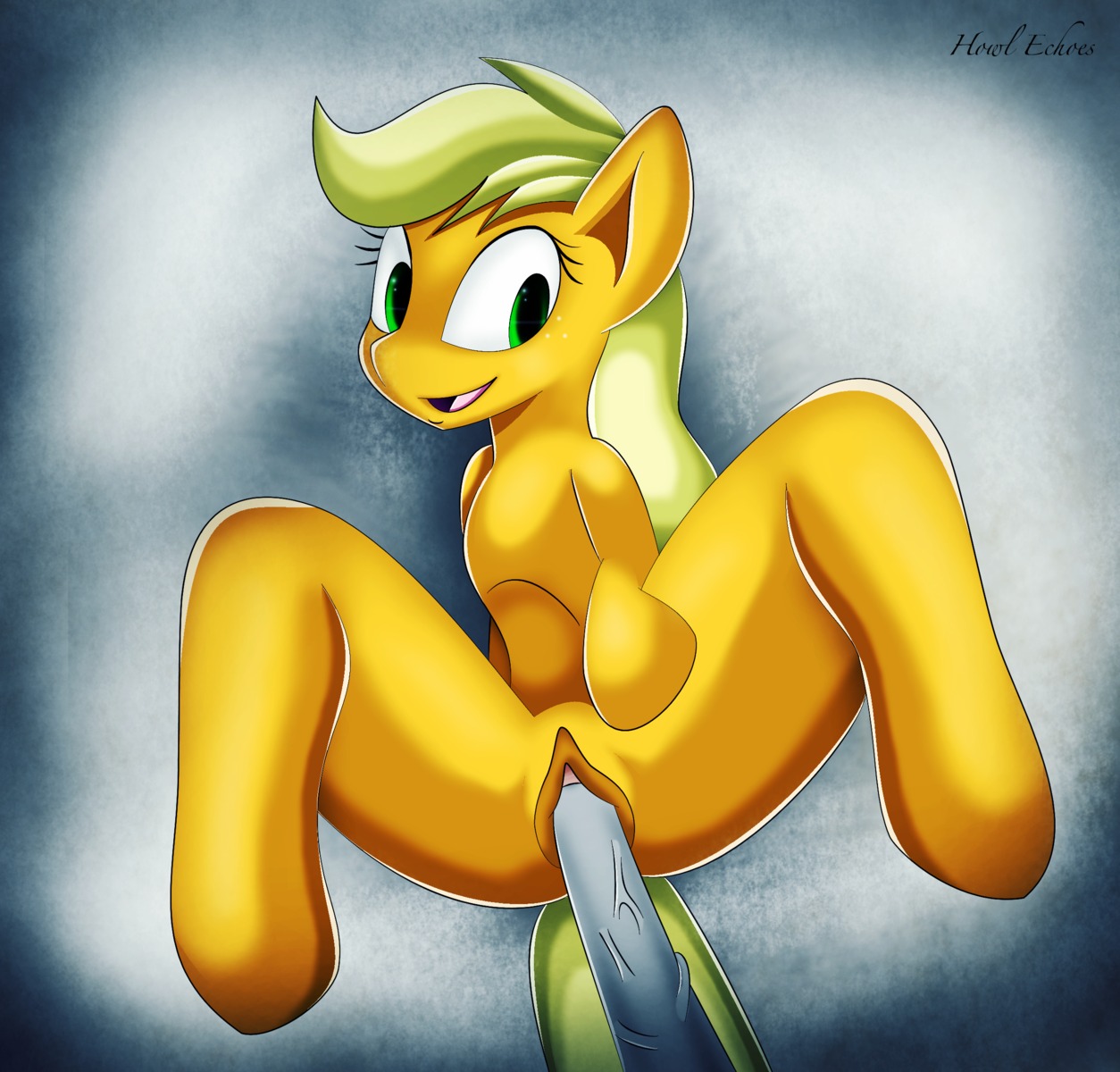 abstract_background applejack_(mlp) blonde_hair digital_media_(artwork) duo e621 earth_pony equid equine female feral friendship_is_magic fur genitals hair hasbro hi_res hooves horse howl_echoes mammal my_little_pony orange_body orange_fur penetration pony simple_background tentacles vaginal vaginal_penetration vulva