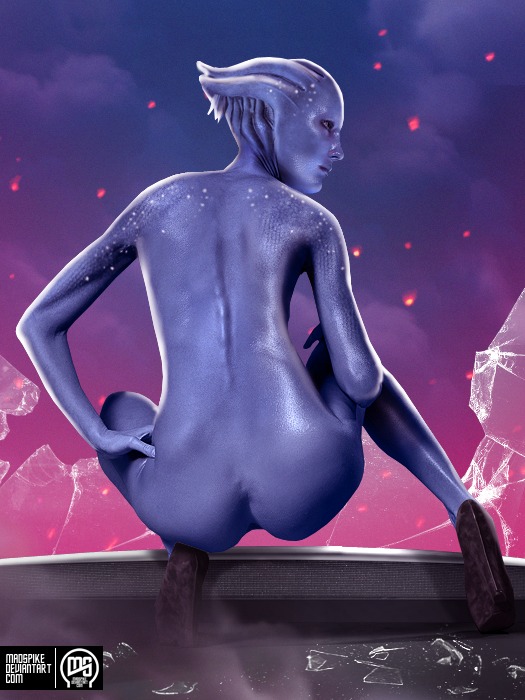 1girls alien asari female female_only liara_t'soni madspike mass_effect rule34 solo