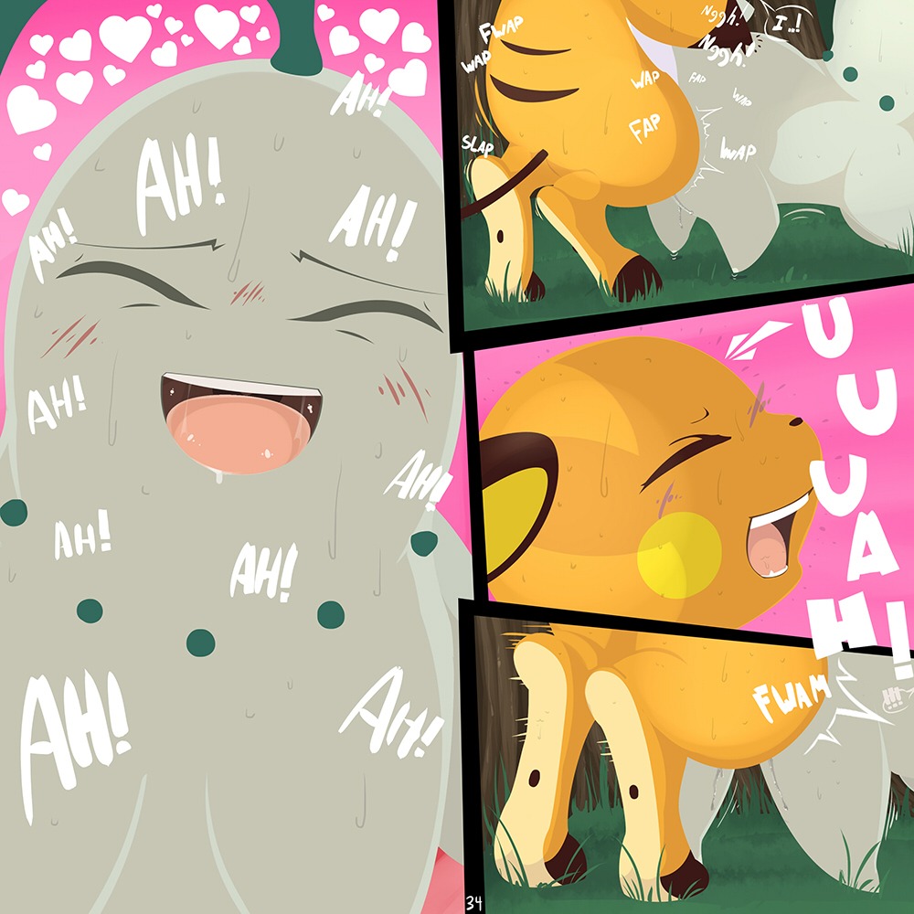 1:1 2011 blush bodily_fluids chikorita colored comic conditional_dnp day detailed_background dialogue drooling duo e621 english_text female forest generation_1_pokemon generation_2_pokemon heart_symbol insomniacovrlrd interspecies male male/female mammal multiple_scenes nintendo nude outside plant pokemon pokemon_(species) raichu rodent saliva sex solo_focus sweat text tree wood