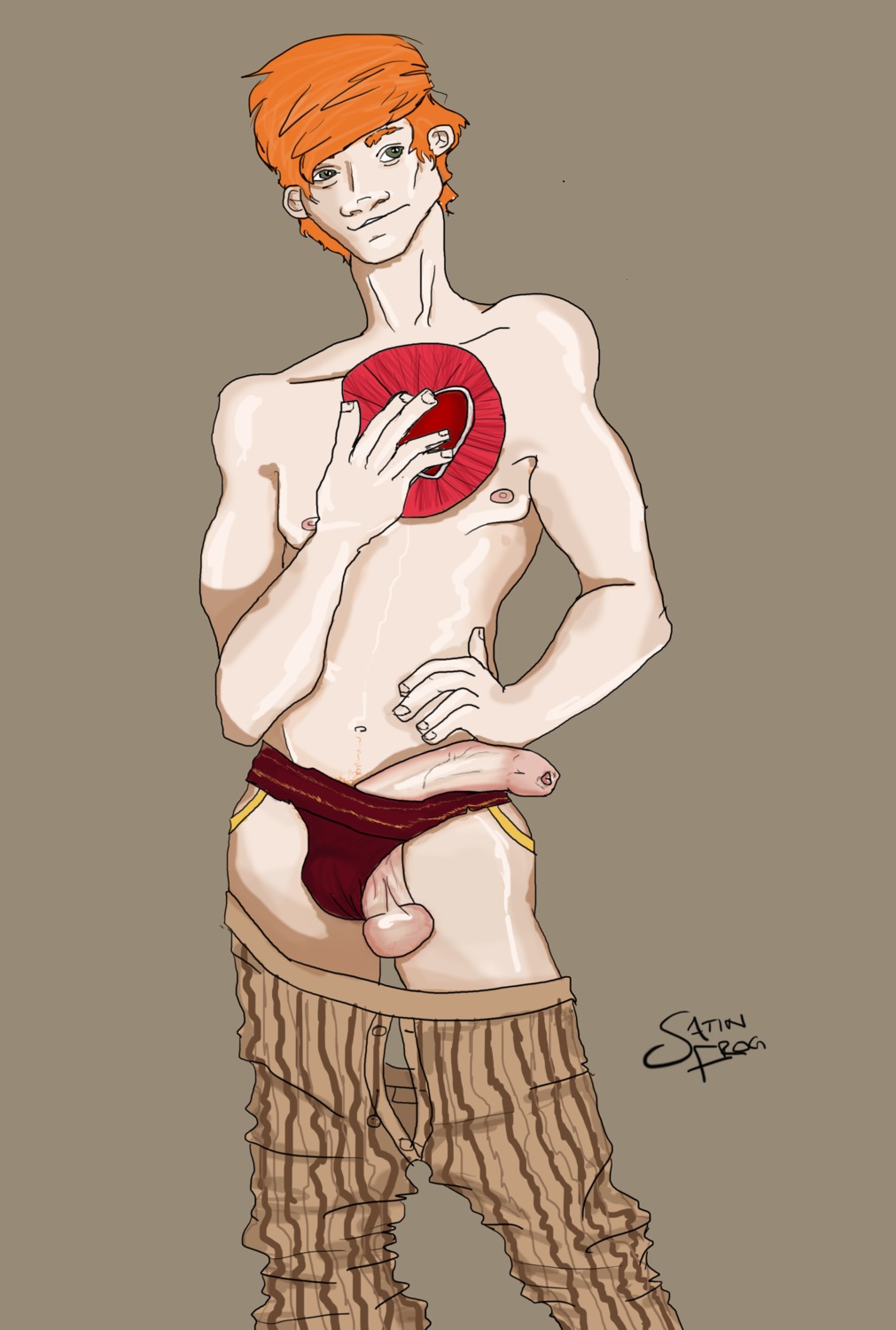 balls gryffindor harry_potter male male_only penis ron_weasley rule34 tagme testicles