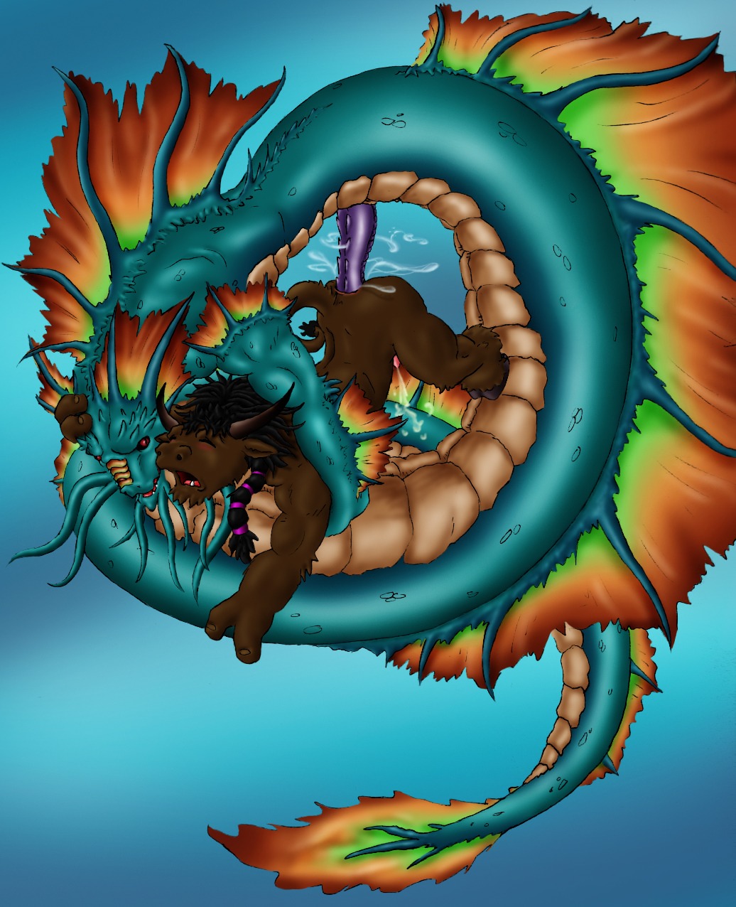 anthro black_hair bovine dragon male male_only naga rule34 scalie tauren warcraft world_of_warcraft
