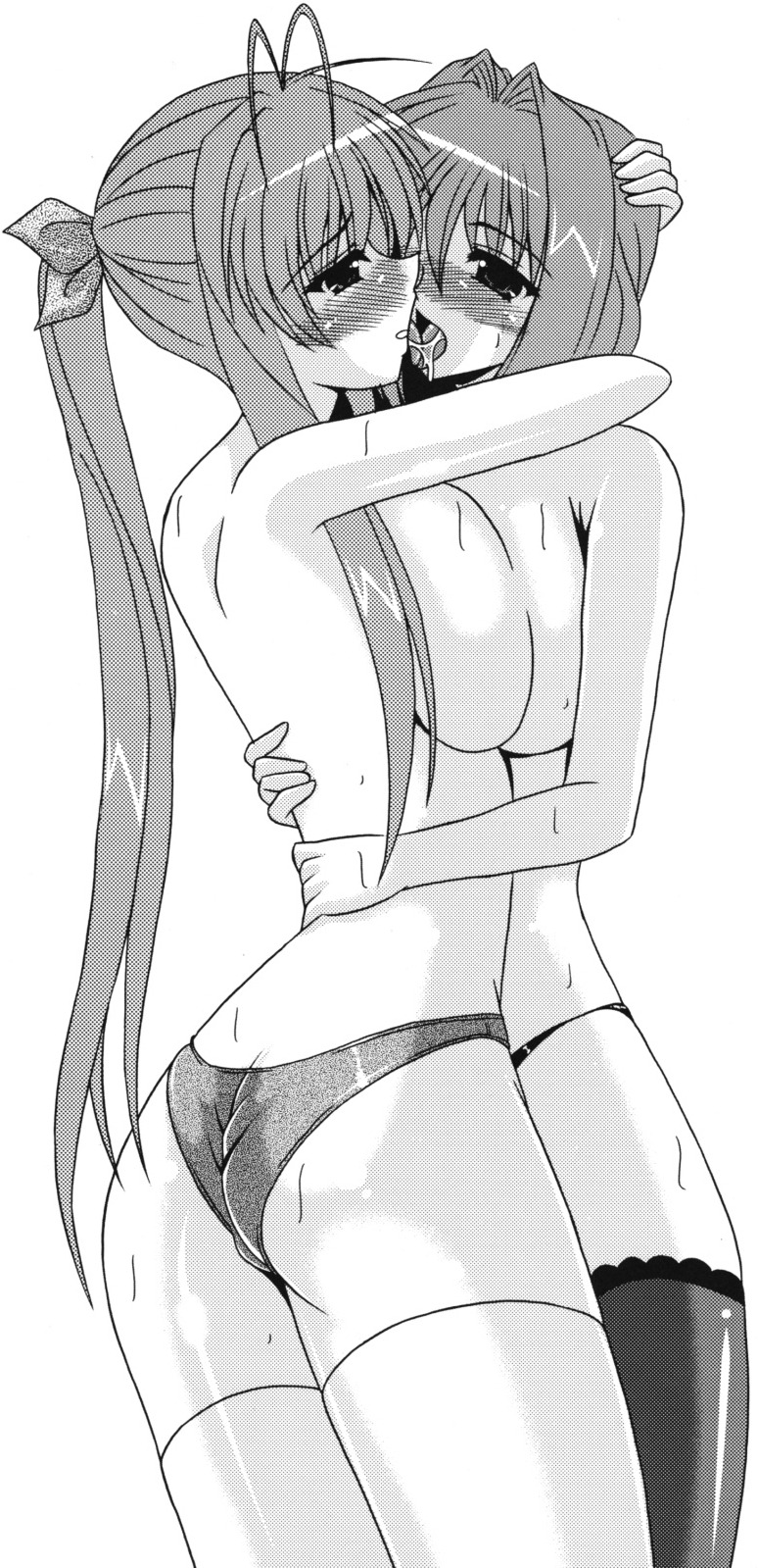 akiko_minase blush breasts clannad female kanon large_breasts panties rule34 sanae_furukawa stockings tagme yuri