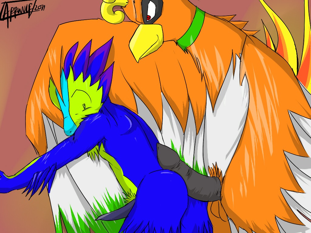 avian bird color ho-oh interspecies legendary_pokemon male male_only multiple_males nude penis pokemon pokemon_(species) red_eyes rule34 side_view tagme yaoi
