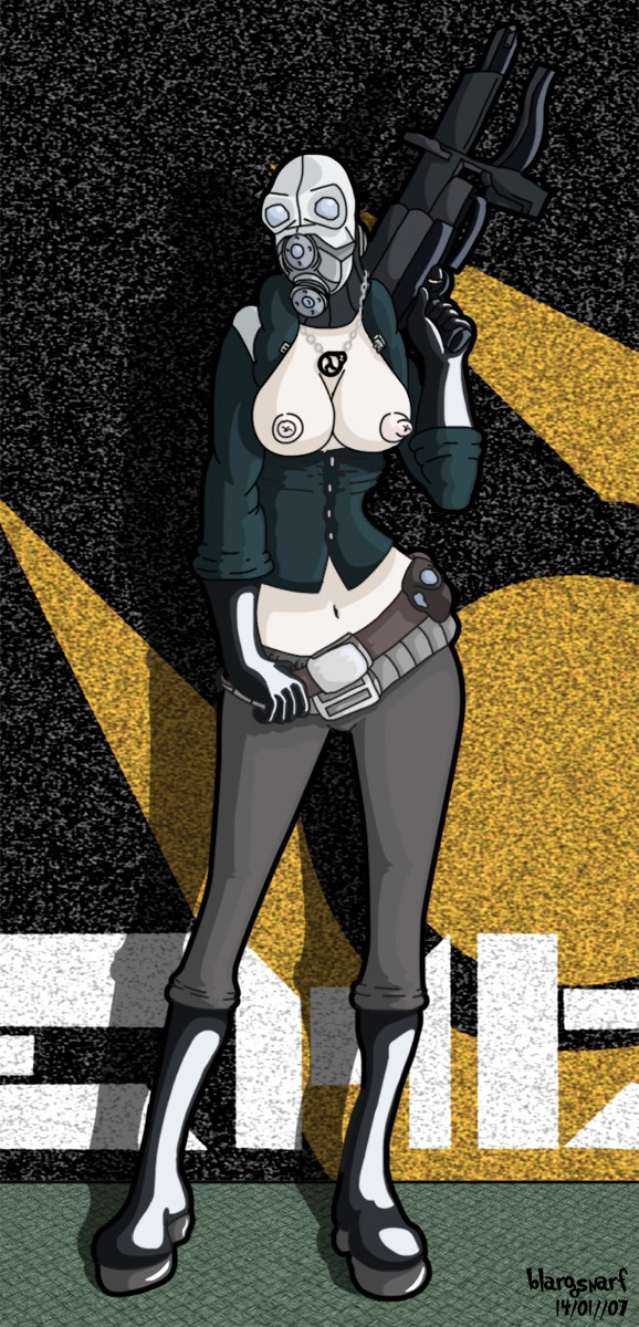 1girls 2007 2d 3:4 ar2 belt black_boots blargsnarf boots breasts civil_protection_(half-life_series) civil_protection_female_(half-life_series) digital_drawing_(artwork) digital_media_(artwork) exposed_breasts female female_only gas_mask gun half-life_(series) half-life_2 helmet holding holding_gun holding_object holding_weapon human human_female human_only humanoid looking_at_viewer mask masked masked_female medium_breasts nipples pants rifle rule34 solo solo_female standing valve weapon