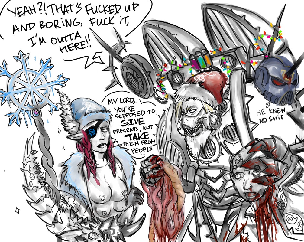 1girls adeptus_astartes chaos_(warhammer) chaos_daemon chaos_space_marine christmas daemonette emperors_children female imperium_of_man noise_marine power_armor rule34 space_marine torture-device ultramarines warhammer_(franchise) warhammer_40k