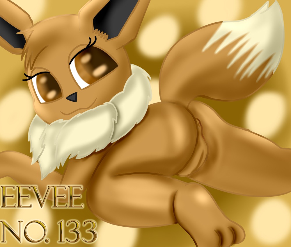 anthro anus bigears69 butt canid canine chibi e621 eevee english_text female generation_1_pokemon genitals mammal nintendo pokemon pokemon_(species) pokemorph solo text vulva