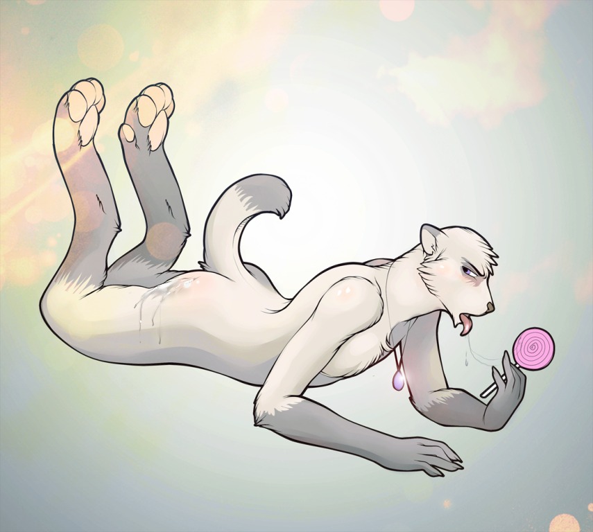 anthro azoth biped bodily_fluids butt candy cum cum_on_butt dessert domestic_ferret e621 food genital_fluids jewelry lollipop lying male mammal mayer0 mustelid musteline necklace nude paws pendant raised_tail solo tail true_musteline weasel