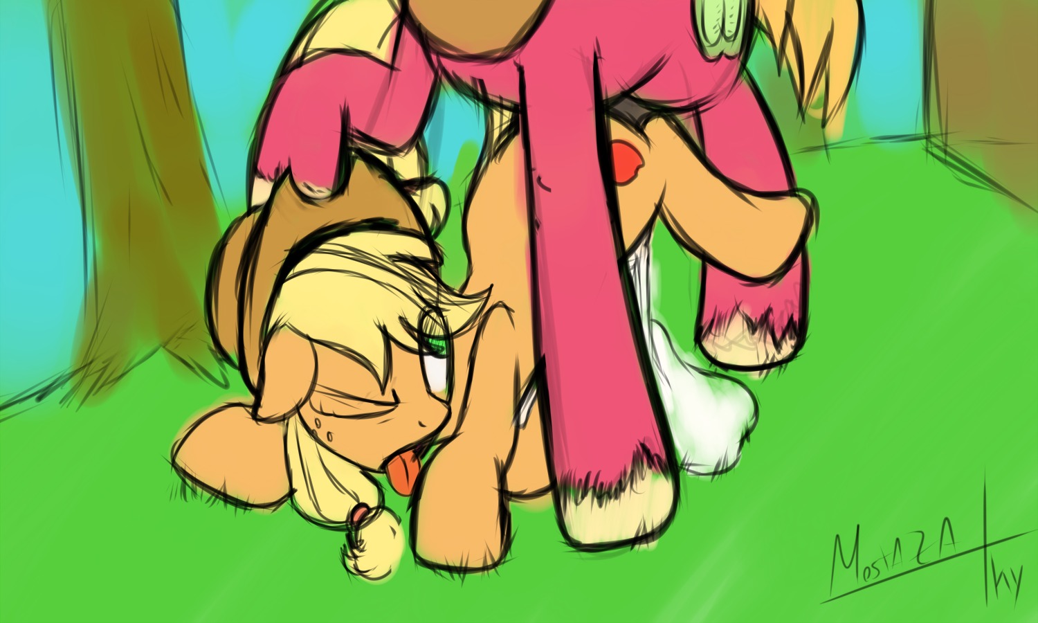 2013 5:3 all_fours applejack_(mlp) ass_up big_macintosh_(mlp) blonde_hair bodily_fluids brother_(lore) brother_and_sister_(lore) clothing cowboy_hat cum cum_pool cutie_mark duo e621 earth_pony equid equine female feral freckles friendship_is_magic fur genital_fluids green_eyes hair hasbro hat headgear headwear horse incest_(lore) male male/female mammal mostazathy my_little_pony one_eye_closed open_mouth orange_body orange_fur orange_hair outside plant pony red_body red_fur sex sibling_(lore) signature sister_(lore) tongue tree