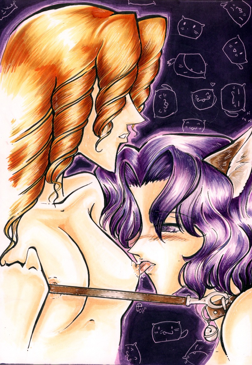 2girls blush breasts collar female human juri_arisugawa laguzinthelake large_breasts light-skinned_female light_skin long_hair multiple_females multiple_girls nipples nude orange_hair purple_hair revolutionary_girl_utena rule34 shiori_takatsuki short_hair tagme yuri