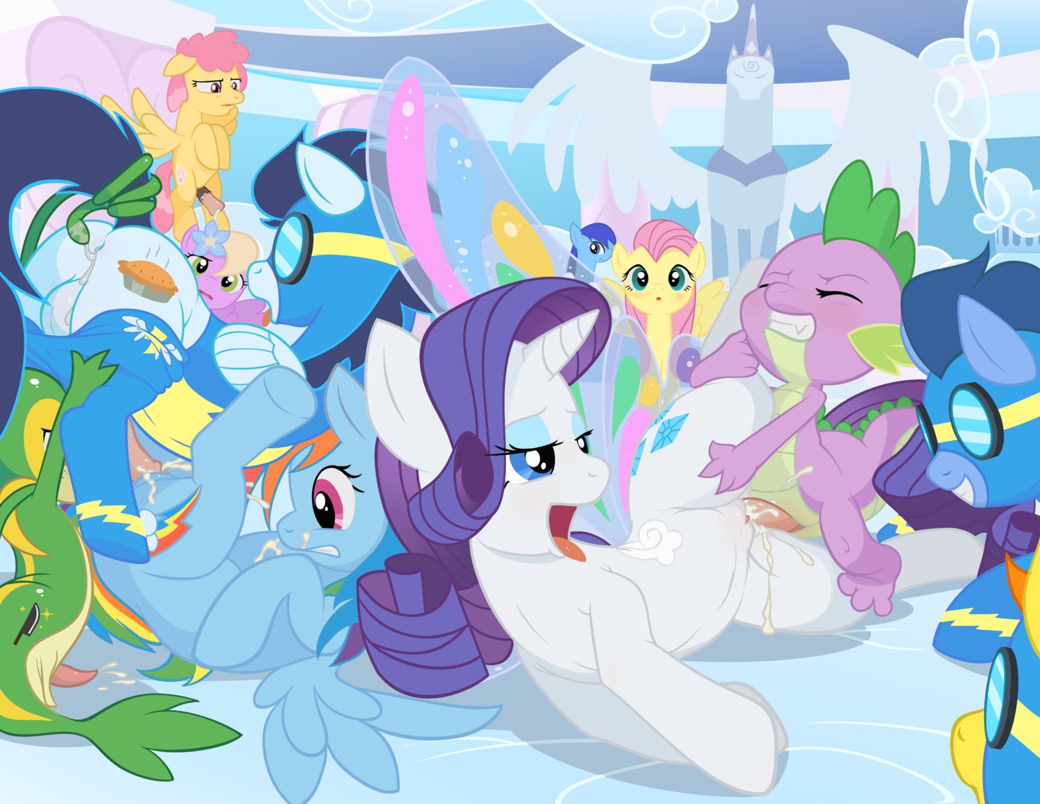 absurd_res anal anthro anthro_on_feral anthro_penetrating anthro_penetrating_feral backsack balls bestiality bisexual bisexual_parallel_sex blue_body blue_eyeshadow blue_feathers blue_fur blush bodily_fluids conditional_dnp crossover cum cum_in_vagina cum_inside cum_on_face cum_on_leg cutie_mark dragon e621 equid equine erection eyelashes eyeshadow feathered_wings feathers female female_penetrated feral feral_penetrated fluttershy_(mlp) freckled_face freckles friendship_is_magic fur generation_5_pokemon genital_fluids genitals group group_sex hair hasbro hi_res horn interspecies large_group larger_female larger_penetrated larger_sub long_eyelashes makeup male male/female male/male male_penetrated male_penetrating male_penetrating_female male_penetrating_male mammal mass_orgy multicolored_hair my_little_pony mythological_creature mythological_equine mythological_scalie mythology nintendo nude on_model orgy parallel_sex pegasus penetration penile penile_penetration penis penis_in_vagina pokemon pokemon_(species) rainbow_dash_(mlp) rainbow_hair rarity_(mlp) scales scalie sex size_difference smaller_male snivy soarin_(mlp) spike_(mlp) submissive tail tear_trough tricksta unicorn vaginal vaginal_penetration vulva wing_boner wings wonderbolts_(mlp) yellow_body yellow_feathers