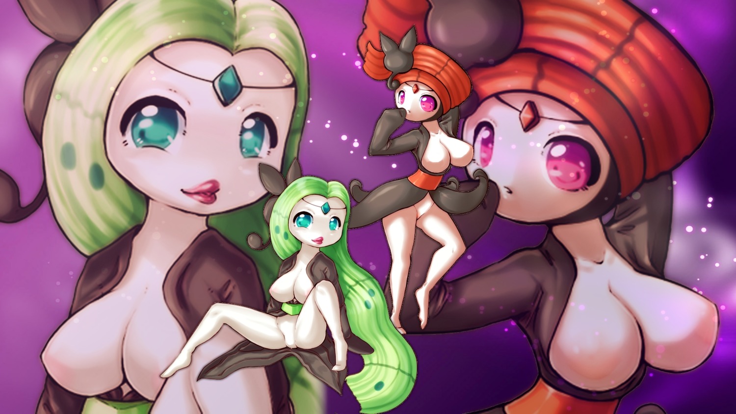 anthro breasts clothes color female female_only meloetta multiple_females multiple_girls pokemon rule34 sitting standing tagme white_skin zoom_layer