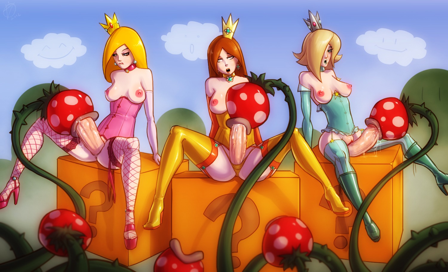 ambiguous_gender ambiguous_penetrated anus areola big_breasts blonde_hair breasts brown_hair clothed clothing cloud collar crown devil_hs e621 elemental_creature erect_nipples erection fellatio flora_fauna genitals group gynomorph gynomorph/ambiguous gynomorph_penetrating gynomorph_penetrating_ambiguous hair headgear herm human intersex intersex/ambiguous intersex_penetrating intersex_penetrating_ambiguous lipstick long_hair makeup mammal mario_bros nintendo nipples oral oral_penetration outside penetration penile penis penis_in_tentacle piranha_plant plant plant_sex princess princess_daisy princess_peach rosalina_(mario) royalty sackless sex sky super_mario_galaxy tentacle_sex tentacles vulva