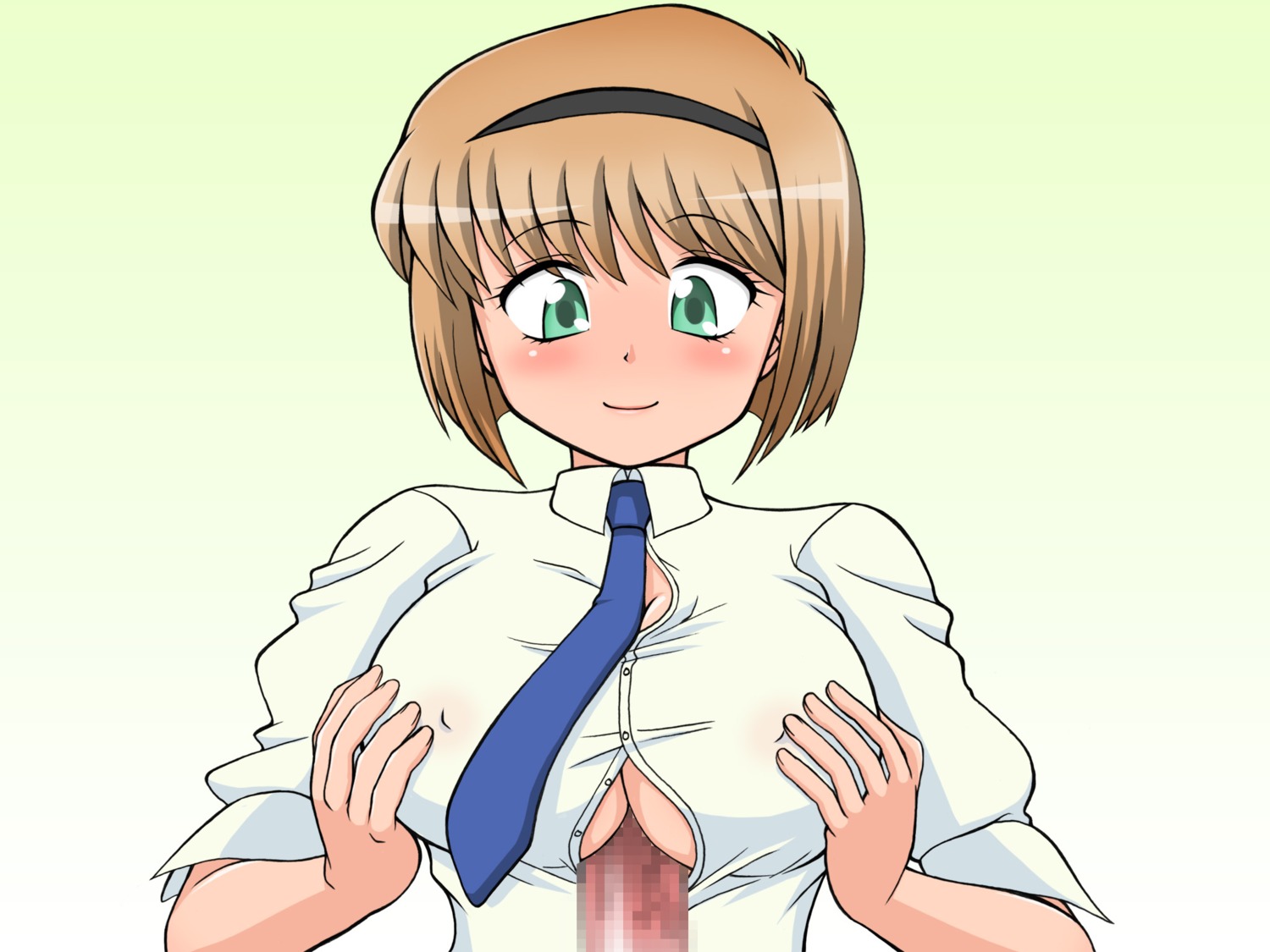 breasts female jigoku_sensei_nube male miki_hosokawa paizuri paizuri_under_clothes rule34 straight