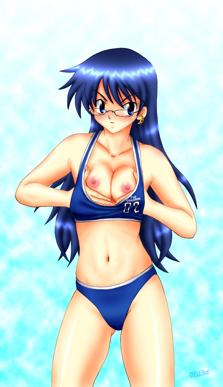 female glasses nogami_aoi pointy_chin rule34 swimsuit tagme young zettai_karen_children