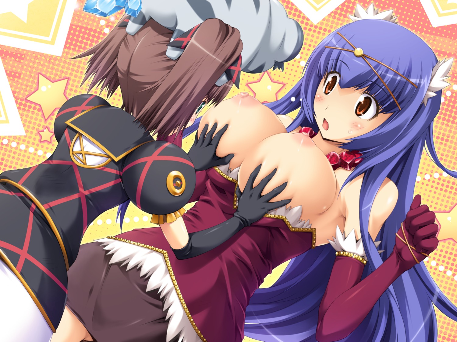 breast_grab breasts female game_cg nipples no_bra oppai otome_renshin_prister rule34