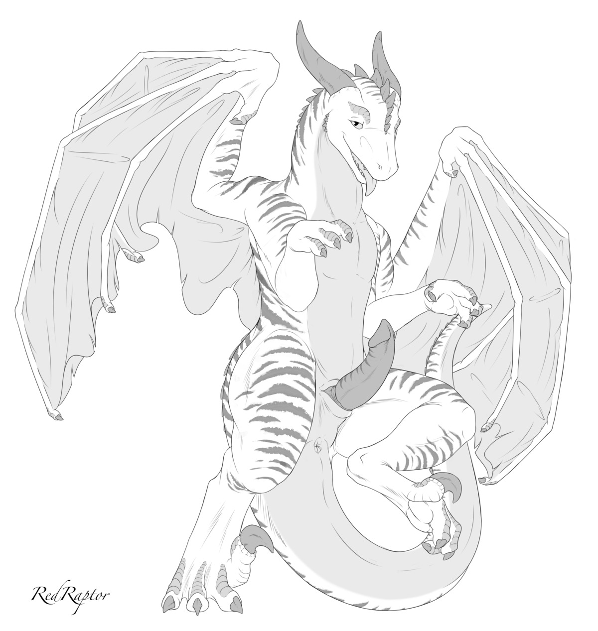 2014 absurd_res animal_genitalia anus claws dragon drakkor e621 erection feral genital_slit genitals greyscale hi_res horn looking_at_viewer male membrane_(anatomy) membranous_wings monochrome mythological_creature mythological_scalie mythology nude open_mouth penis presenting redraptor16 scalie simple_background solo tail tongue tongue_out white_background wings