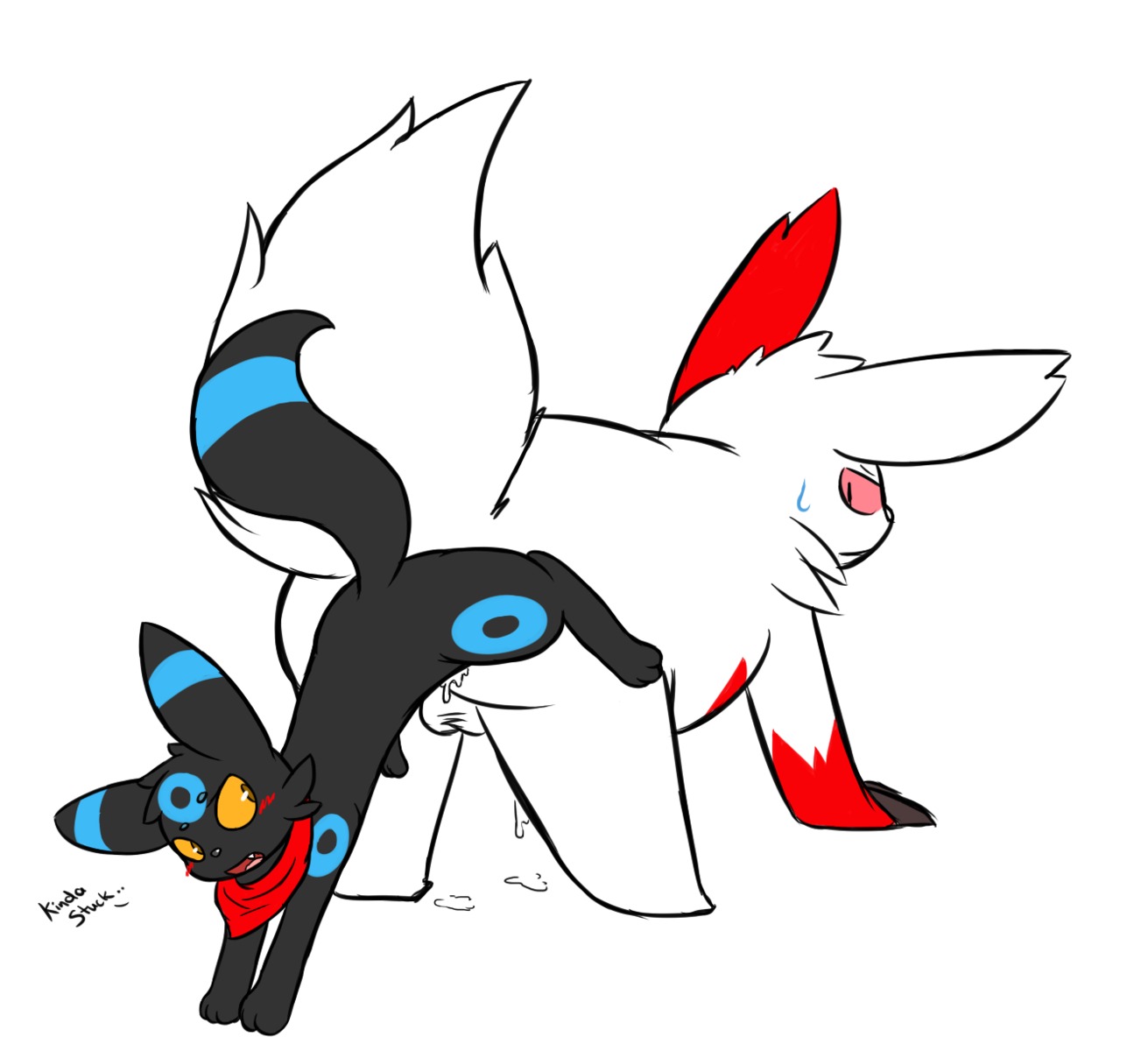 3_toes alternate_color anal anal_knotting anal_penetration anthro anthro_on_feral anthro_penetrated ass_to_ass backsack balls bestiality biped black_body black_fur blue_body blue_fur blue_markings blush bodily_fluids clothing cum cum_drip cum_in_ass cum_inside cum_on_ground dialogue dripping duo e621 eeveelution english_text feet feral feral_penetrating feral_penetrating_anthro fur fur_markings generation_2_pokemon generation_3_pokemon genital_fluids genitals gloves_(marking) hi_res humor interspecies jack_(shinyumbre) kerchief knot knotting larger_male larger_penetrated larger_sub looking_back male male/male male_penetrated male_penetrating male_penetrating_male mammal markings mostly_nude nintendo nude penetration penis pokemon pokemon_(species) quadruped red_body red_eyes red_fur scarf sex shiny_pokemon shinyumbre simple_background size_difference slightly_chubby smaller_male spread_legs spreading submissive sweat tail text toes umbreon white_background white_body white_fur yellow_eyes zangoose