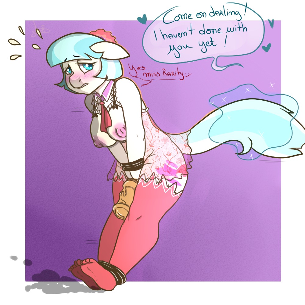 1:1 2014 5_toes animal_genitalia animal_penis anthro anthrofied areola bdsm big_breasts blue_eyes blue_hair blush bodily_fluids bondage bound breasts clothing coco_pommel_(mlp) cutie_mark dialogue digital_media_(artwork) dragging e621 earth_pony english_text equid equine equine_genitalia equine_penis erection feet friendship_is_magic fur geeflakes genitals gynomorph hair hasbro heart_symbol horse intersex legwear magic mammal multicolored_hair my_little_pony nipples penis pony rope solo stockings sweat tail tail_pull text toes translucent translucent_clothing two_tone_hair white_body white_fur