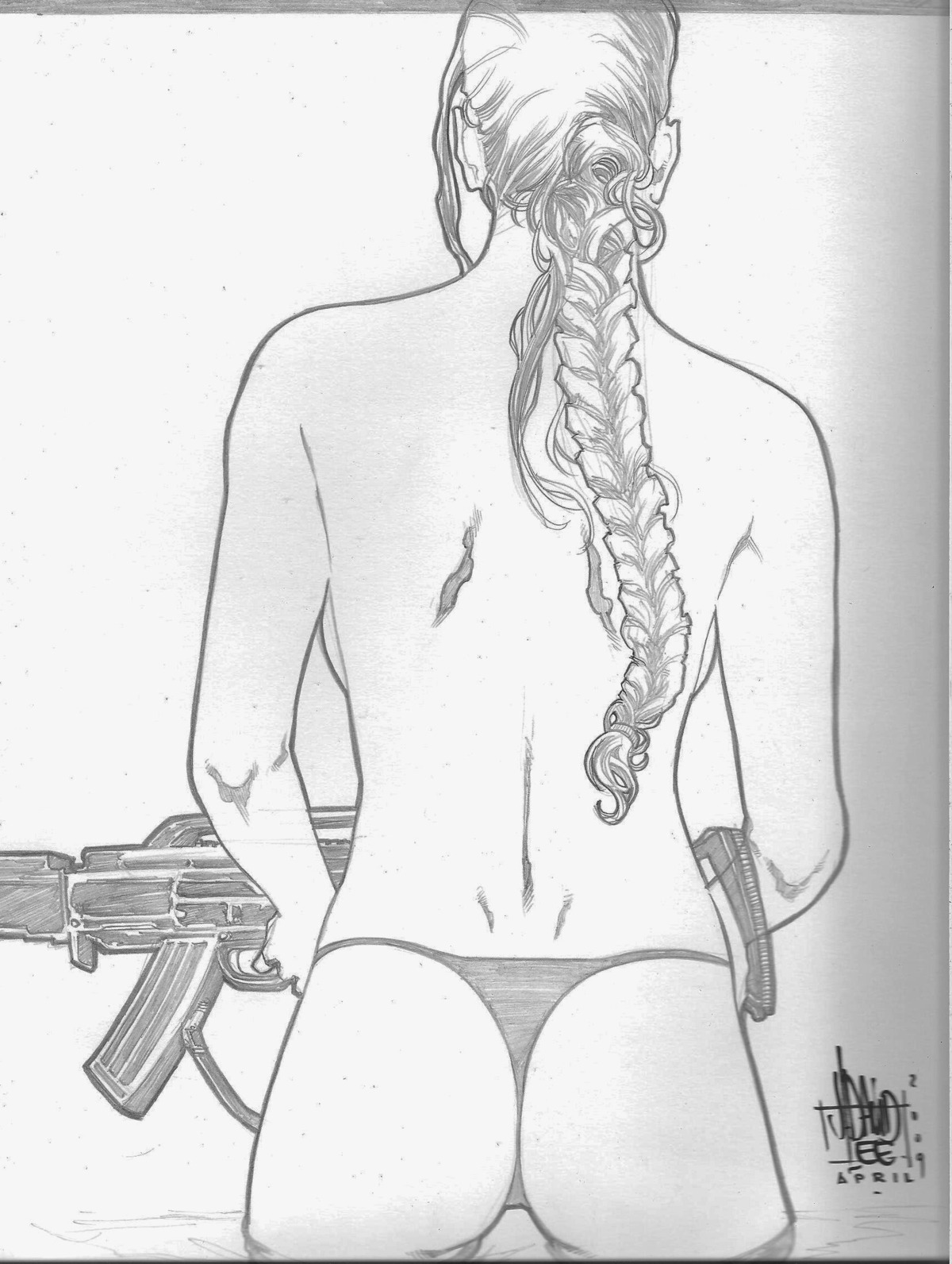 female female_only human j_david_lee lara_croft lara_croft_(classic) monochrome rule34 solo thong tomb_raider tomb_raider_(classic)
