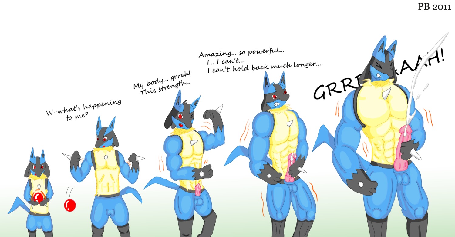 anthro balls color cum feral front_view fur furry handjob lucario male male_only masturbation muscles nude penis pokemon pokemon_(species) rule34 solo standing tagme testicles transformation