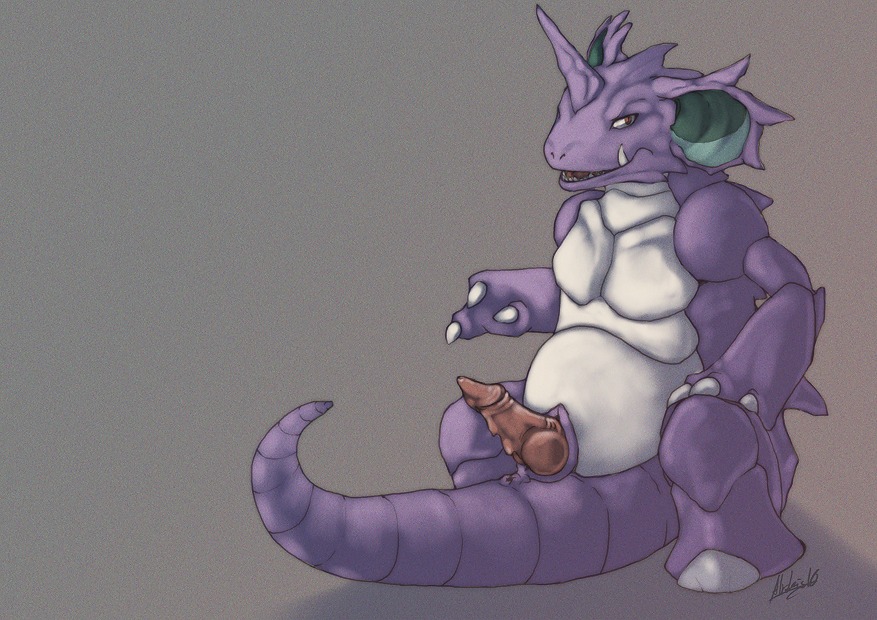 balls claws color lying male male_only nidoking nude on_side penis pokemon pokemon_(species) rule34 sketch solo tagme testicles