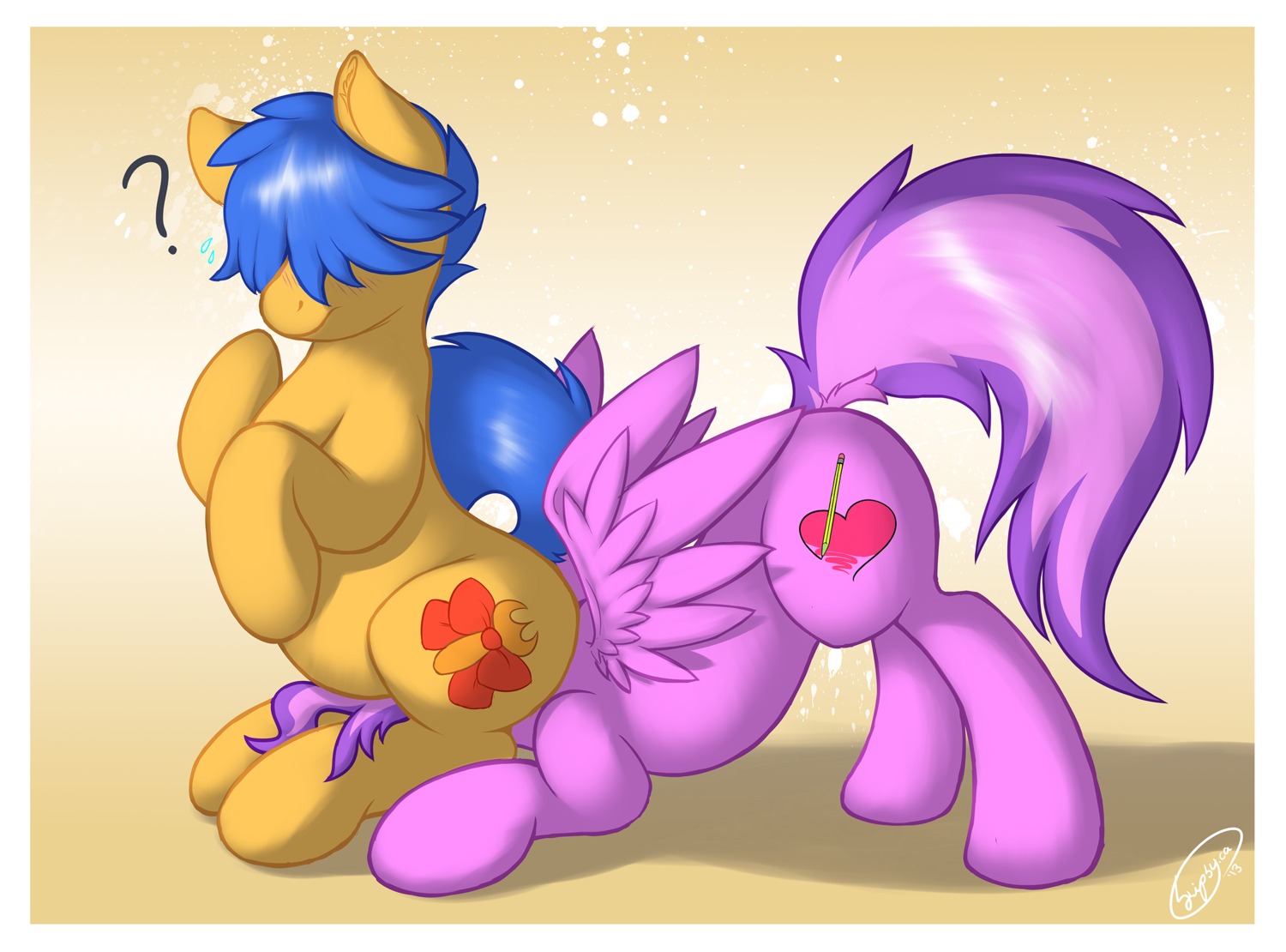 anal blue_hair border cutie_mark duo e621 equid equine facesitting fan_character feathered_wings feathers feral hair hasbro hi_res lemonpuffs male male/male male_penetrated male_penetrating male_penetrating_male mammal my_little_pony mythological_creature mythological_equine mythology oral pegasus penetration pink_body pink_hair question_mark rimming sex sitting sitting_on_another skipsy sweet_strokes tail white_border wing_boner wings yellow_body