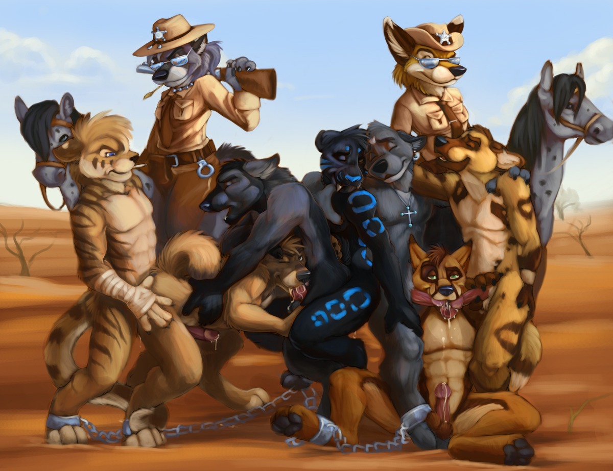 9boys anal anthro ares balls balls_fondling bandage blue_eyes canine chains chibi-marrow cum drool female fur furry gay group male no_humans oral orgy penetration police precum rule34 saliva sheriff thundergrey wolf