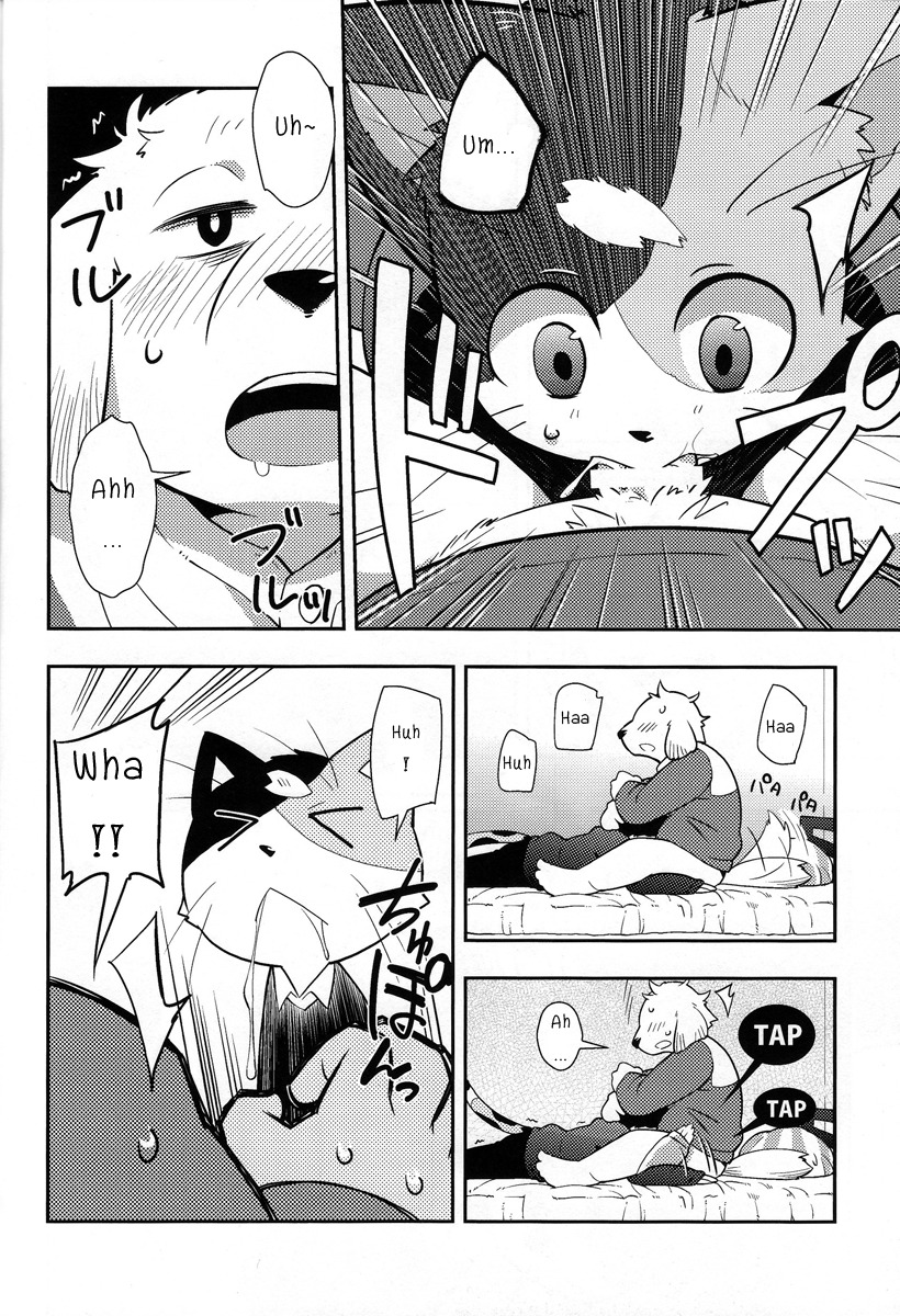 black_and_white canine censored english_text feline fellatio gay harusuke male monochrome oral oral_sex penis rule34 sex text