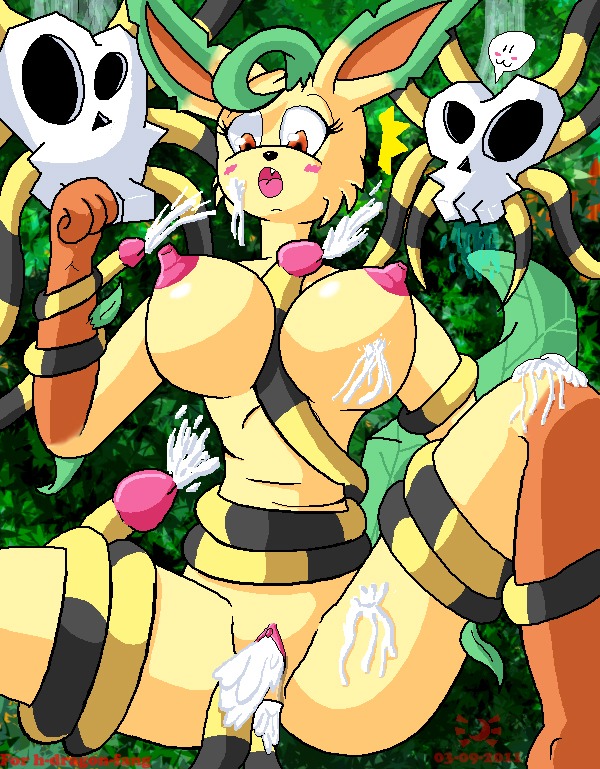 anthro breasts crossover cum cum_inside cum_on_breasts double_penetration eeveelution female furry generation_4_pokemon leafeon nintendo penetration pokemon pokemon_(species) rape rule34 skulltula tentacle tentacle_sex the_legend_of_zelda