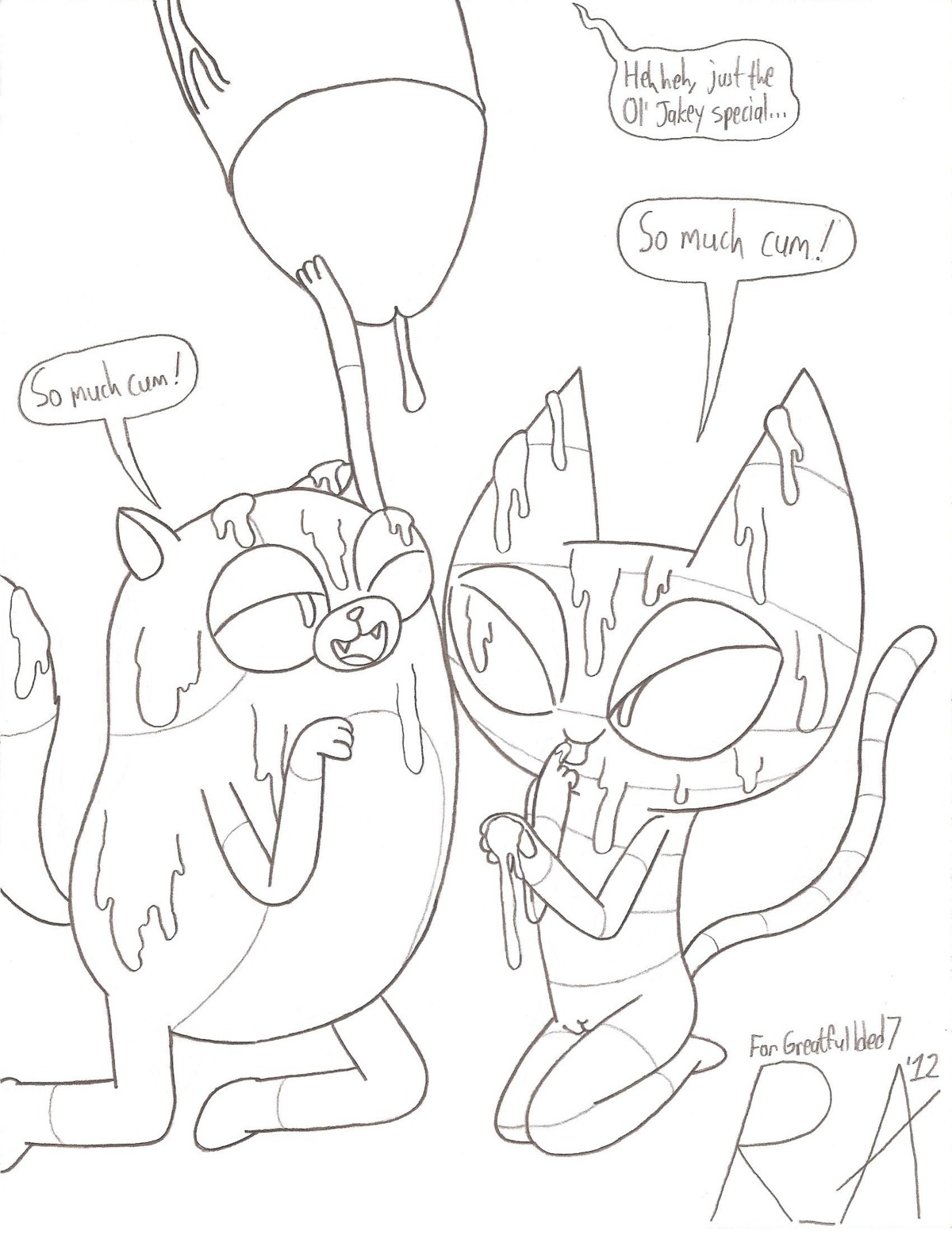 1boy 2girls adventure_time cake_the_cat canine canine_penis cat cat_girl catgirl covered_in_cum cum drinking_cum female interspecies jake_the_dog male me-mow penis random_anon rule34