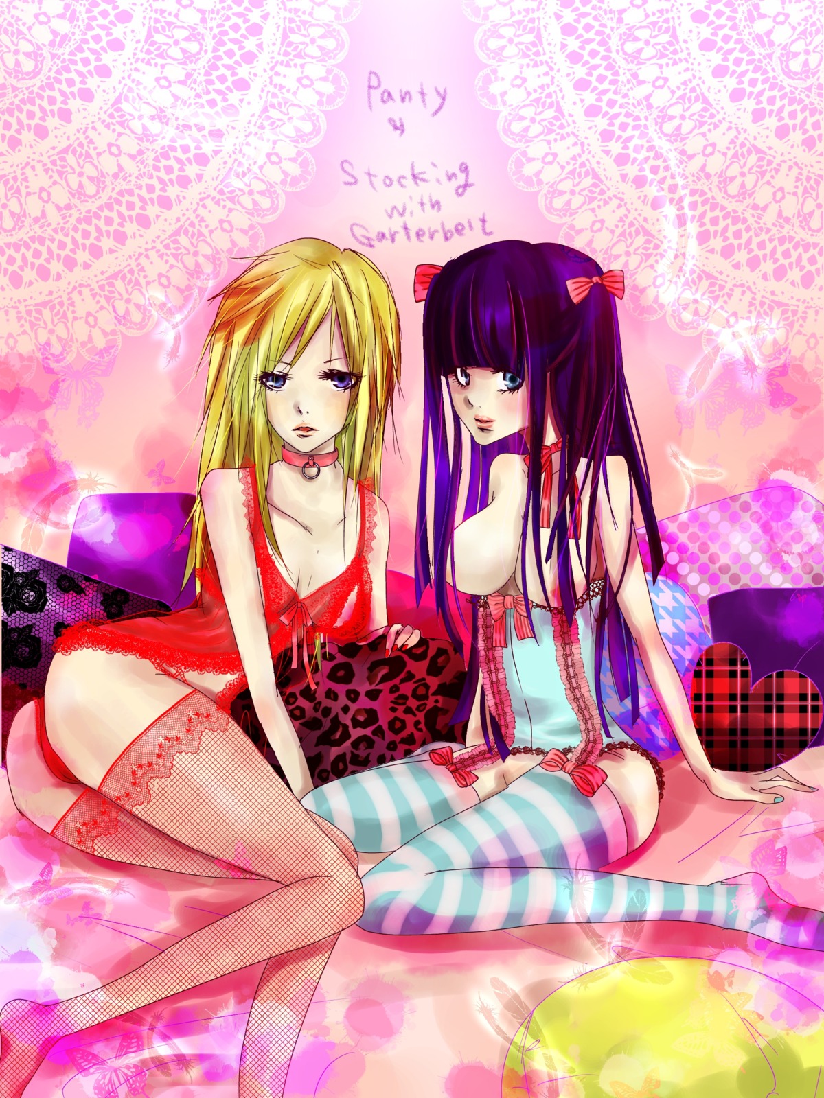 cleavage covering female nightgown no_bra panties panty_&amp;_stocking_with_garterbelt panty_anarchy rule34 stocking_anarchy underwear
