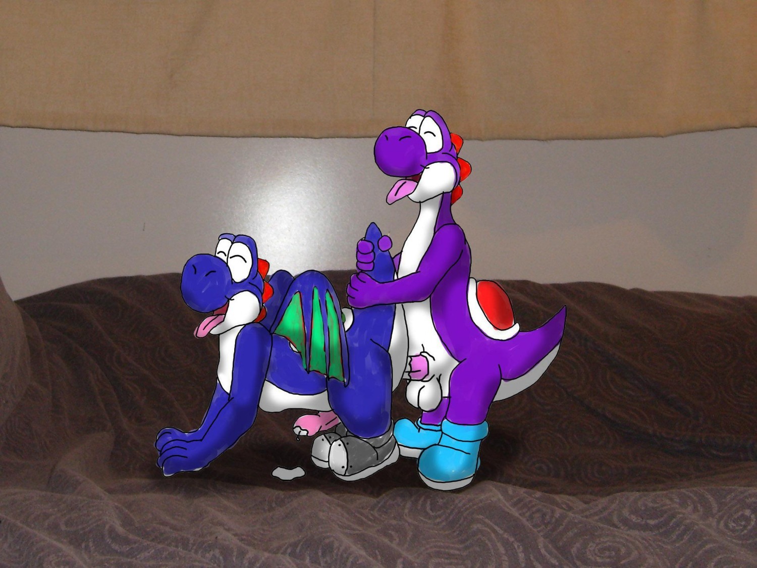 artist_request balls color cum indoors insertion male male_only mario_(series) multiple_boys multiple_males nude penis photo_background rule34 sex side_view tagme testicles yaoi yoshi