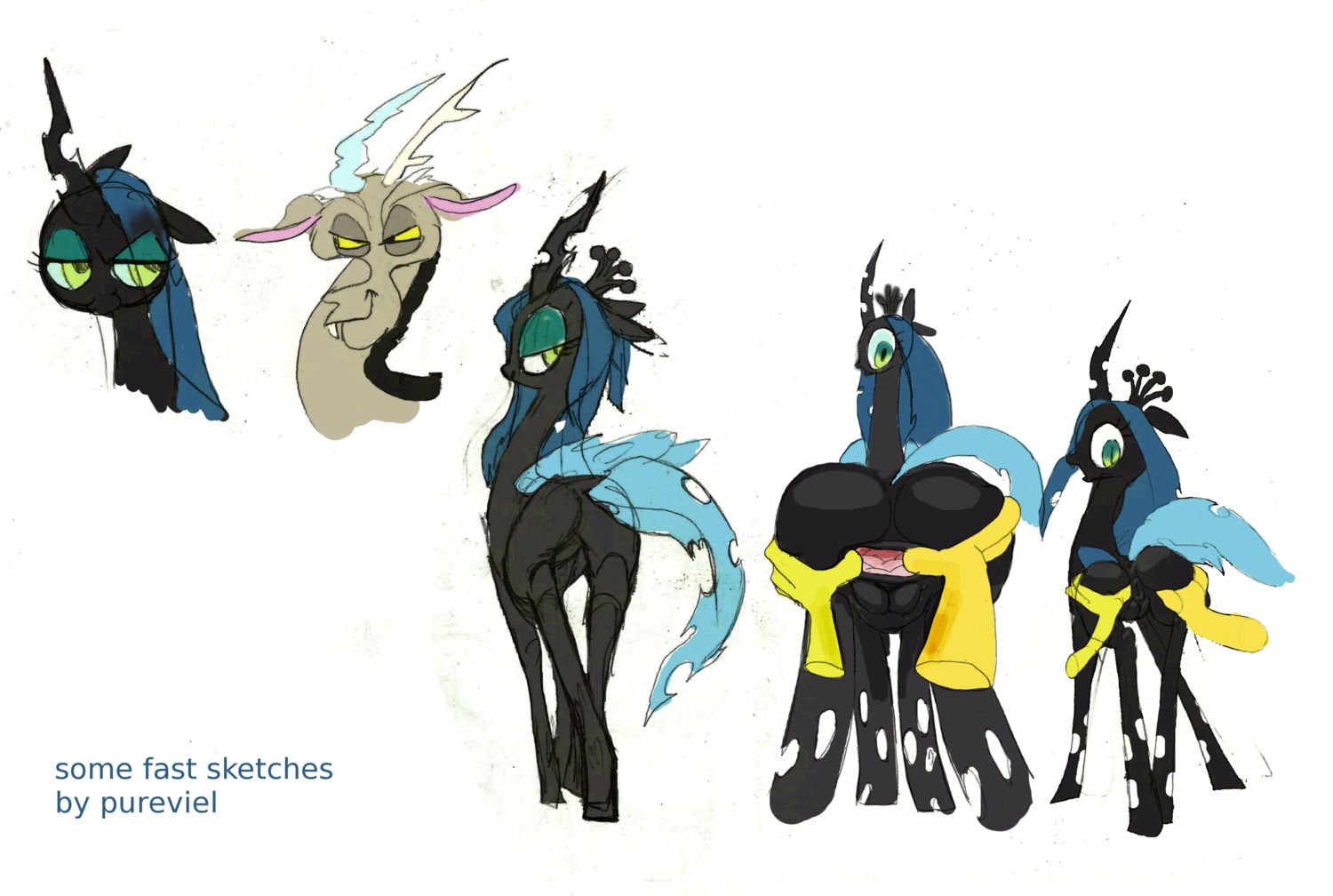 discord_(mlp) female feral friendship_is_magic my_little_pony purevil queen_chrysalis_(mlp) rule34