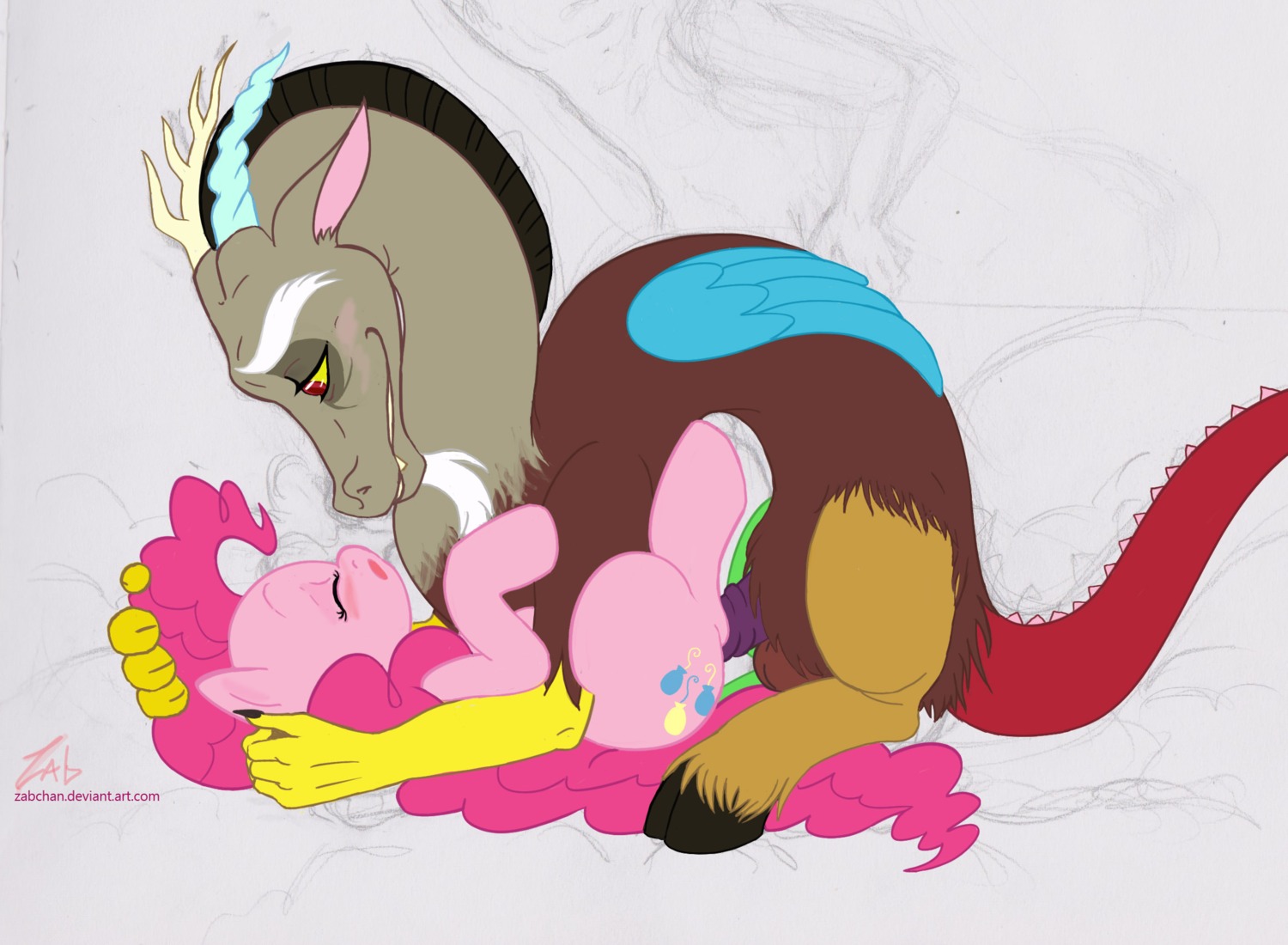 2013 antlers blue_body blue_feathers blush chimera cutie_mark discord_(mlp) draconequus duo e621 earth_pony equid equine erection eyes_closed feathered_wings feathers female female_penetrated feral friendship_is_magic fur genitals hair hasbro hi_res horn horse interspecies male male/female male_penetrating male_penetrating_female mammal my_little_pony nude penetration penis pink_body pink_eyes pink_fur pink_hair pinkie_pie_(mlp) pony red_eyes sex text url wings zabchan