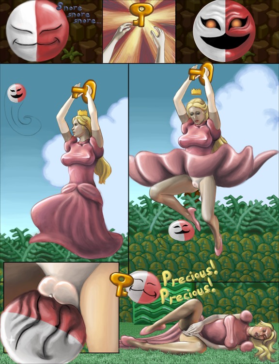 7koma big_breasts blonde_hair breasts crown dress female high_heels human jumping long_hair low_blow mario_(series) multiple_images nintendo nipples nipples_visible_through_clothing onomatopoeia panties phanto princess_peach pussy pussy_visible_through_clothes realistic rule34 super_mario_bros._2 text thetriskel upskirt
