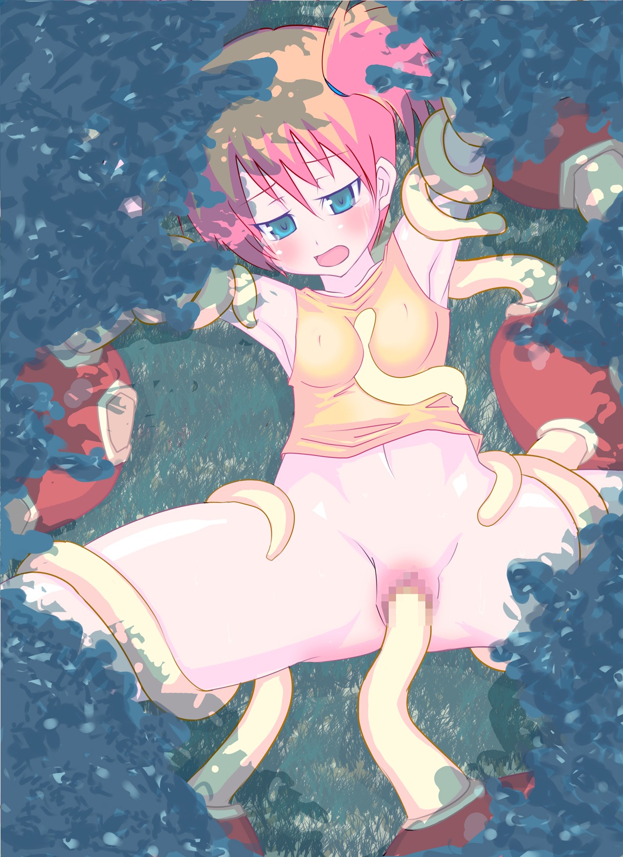 1girls artist_request blue_eyes blush breasts censored clothing female female_on_feral feral human human_on_feral interspecies kasumi_(pokemon) nintendo open_mouth penetration pokemon pokemon_gsc pokemon_rgby pokephilia pussy restrained rule34 sex shirt shuckle spread_legs tears tentacle tentacle_between_breasts vaginal_penetration yellow_tentacles