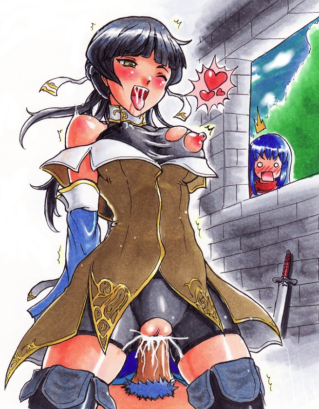 1boy 2girls athena_(fire_emblem) black_hair blue_hair blush breasts caeda_(fire_emblem) cum cum_in_pussy cum_inside erokosei female female_on_top fire_emblem fire_emblem:_mystery_of_the_emblem fire_emblem:_new_mystery_of_the_emblem fire_emblem:_shadow_dragon fire_emblem:_shadow_dragon_and_the_blade_of_light male marth_(fire_emblem) pubic_hair pussy rule34 sex shocked straight