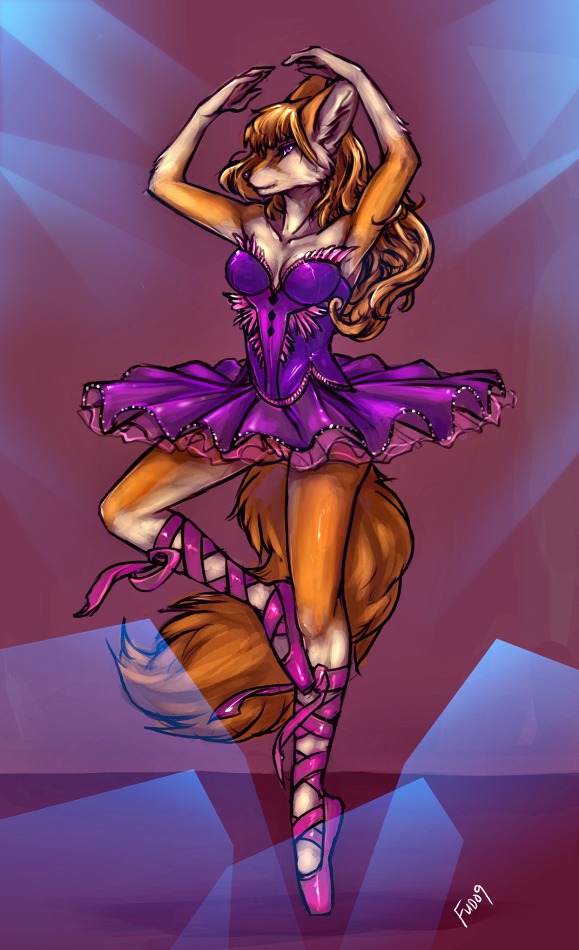 anthro ballerina ballet bianca_(bellecandie) biped blonde_hair bottomwear breasts camel_toe canid canine classical_tutu cleavage clothed clothing dance_shoes dancewear dancing e621 en_pointe female fennec_fox first_position_arms_(ballet) footwear fox fudchan genitals hair mammal no_underwear pancake_tutu pointe_shoes purple_eyes raised_arm retire_(ballet) shoes skirt solo tail true_fox tutu vulva