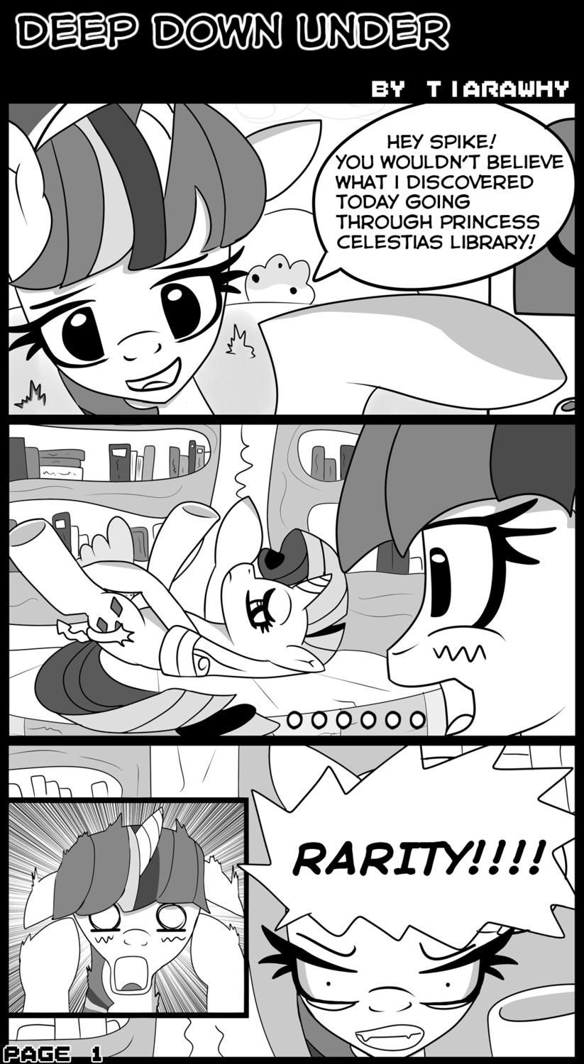 anthro arthropod book caught_in_the_act changeling_(mlp) comic cutie_mark dialogue dragon e621 english_text equid equine female feral friendship_is_magic fur greyscale group hair hasbro hi_res horn interspecies male male/female mammal monochrome my_little_pony mythological_creature mythological_equine mythological_scalie mythology obscured_sex quadruped rarity_(mlp) scalie sex spike_(mlp) story tail text tiarawhy twilight_sparkle_(mlp) unicorn young young_anthro young_male