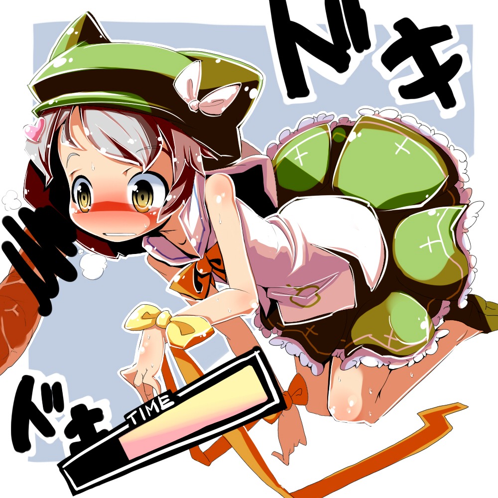 1girls 2d blush censored female flat_chest hat heart kanae_(vanpri) male penis rule34 silver_hair solo vanguard_princess white_hair yofukashi