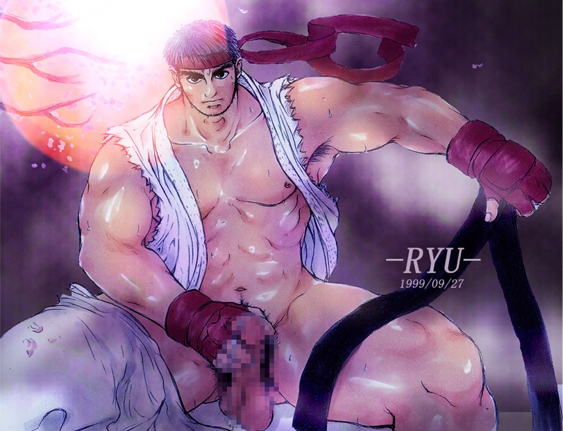 1990s 1999 20th_century censored human male male_only rule34 ryu_(street_fighter) solo street_fighter tagme
