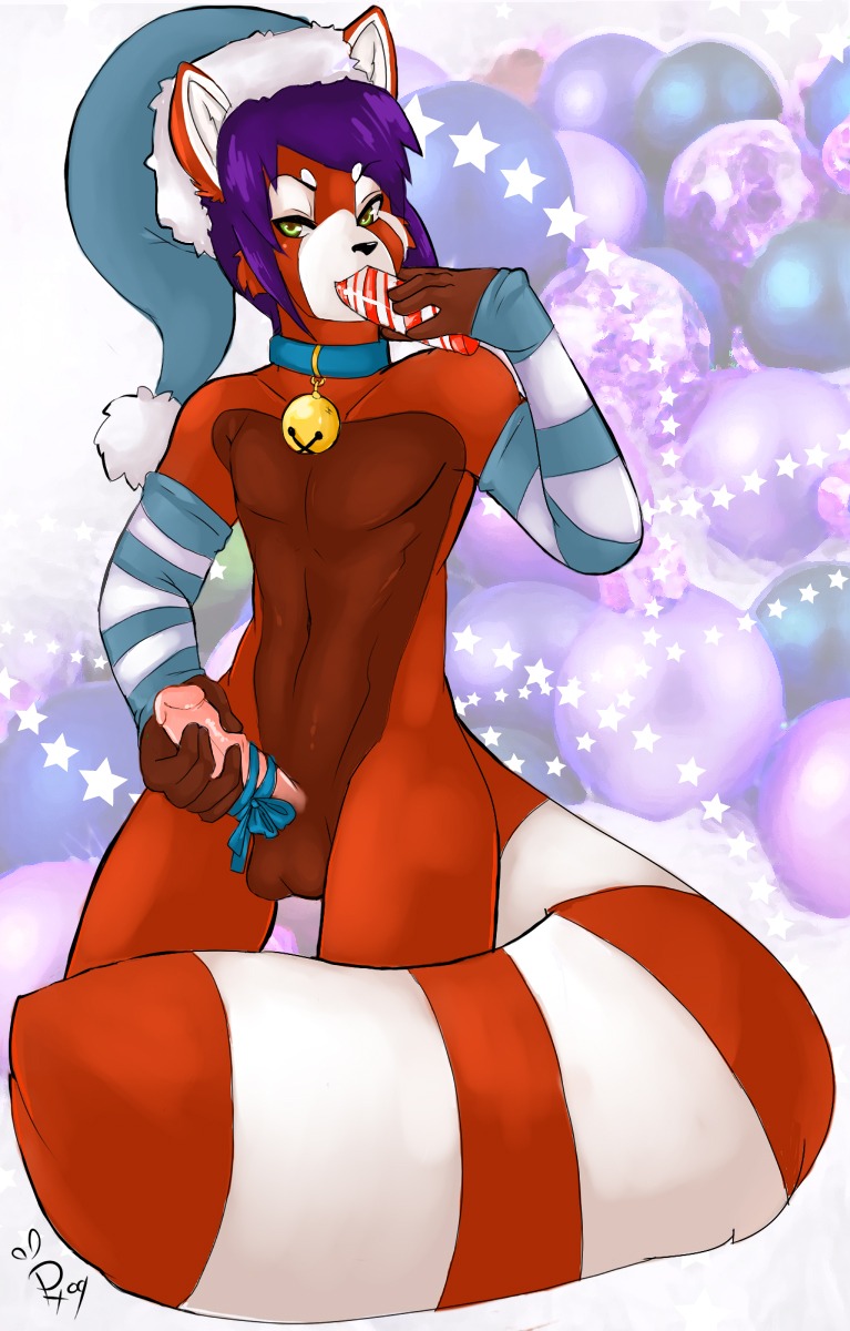ailurid anthro arm_warmers armwear ashton ball balls bell biped candy candy_cane christmas clothing collar costume countershading dessert e621 erection femboy food genitals green_eyes hair hat headgear headwear hi_res holidays humanoid_genitalia humanoid_penis licking male mammal masturbation oral oral_masturbation oral_penetration penetration penile penile_masturbation penis phuufy purple_hair red_panda reverse_countershading slim solo sucking suggestive tail tongue tongue_out